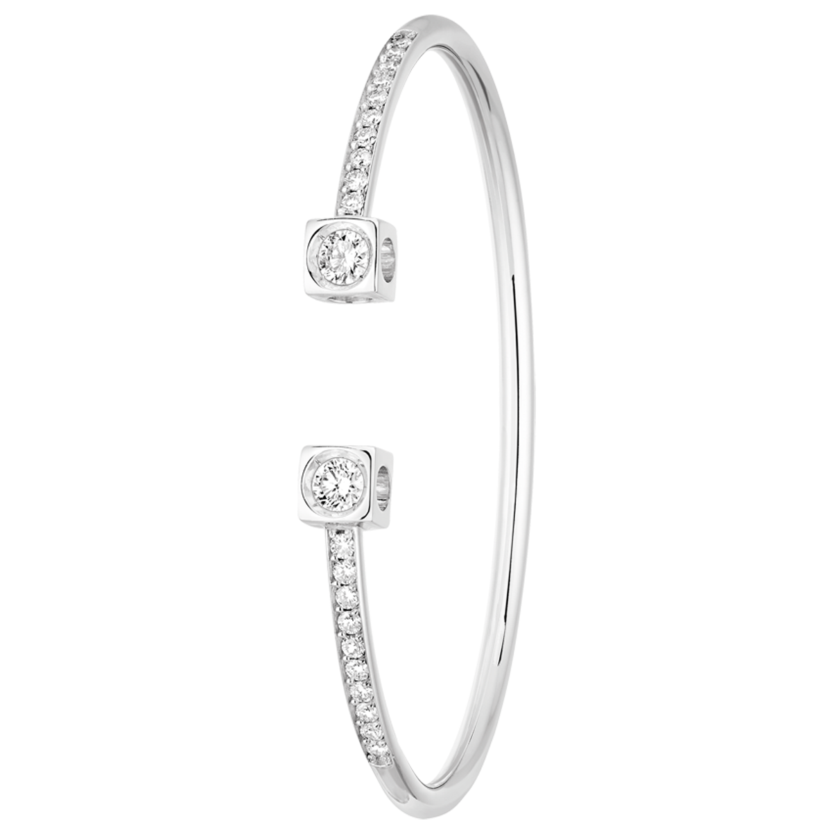 Bracelet Le Cube Diamant grand modèle or blanc et diamants Menottes dinh van Référence :  308712 -1