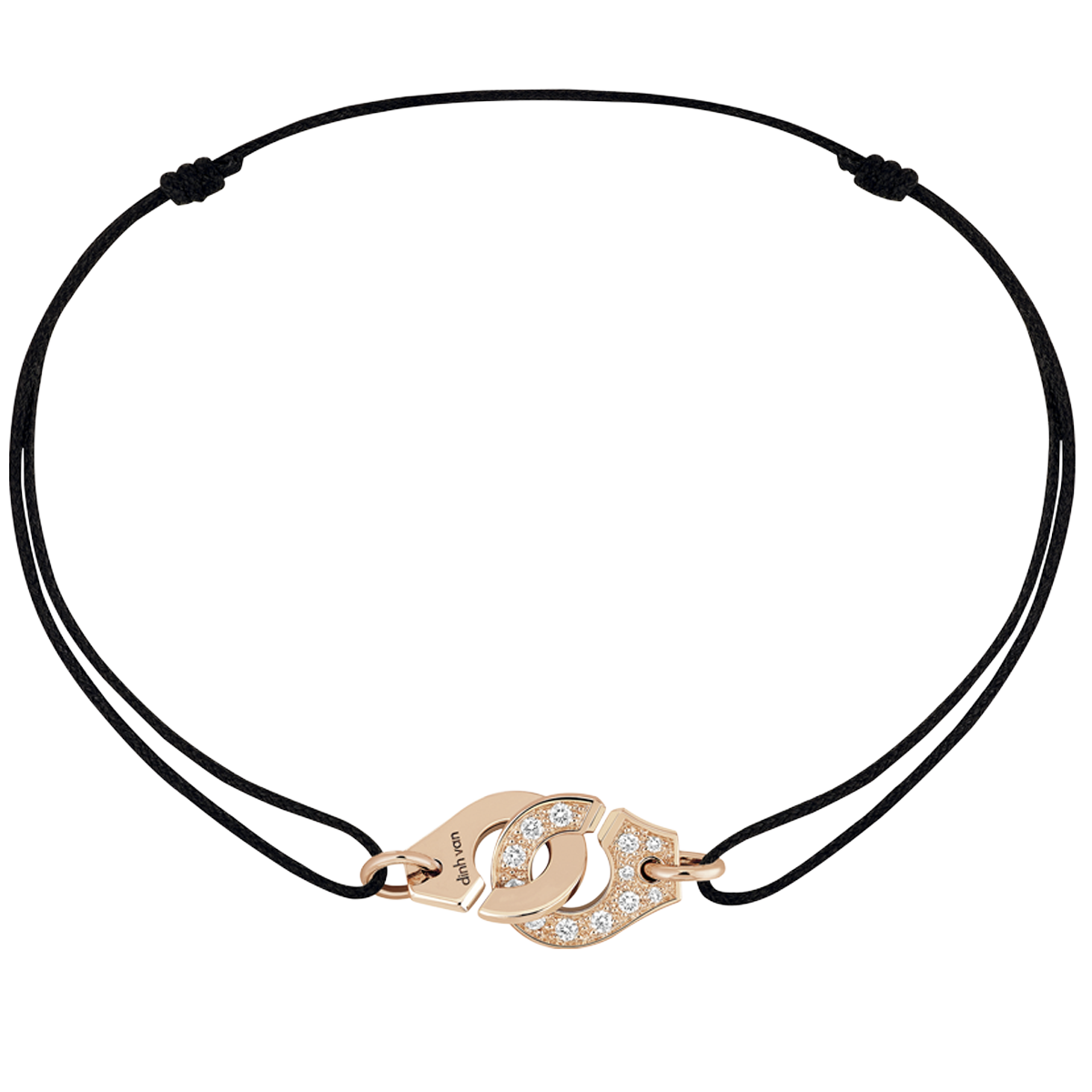 Bracelet sur cordon Menottes dinh van R8 or rose et diamants Menottes dinh van Référence :  319115 -1