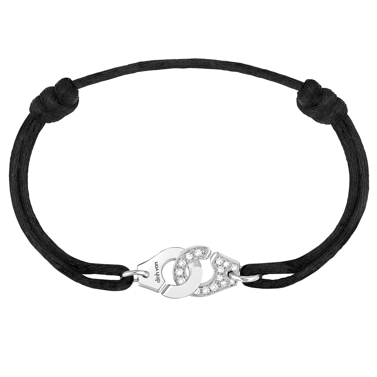Bracelet sur cordon Menottes dinh van R10 or blanc et diamants