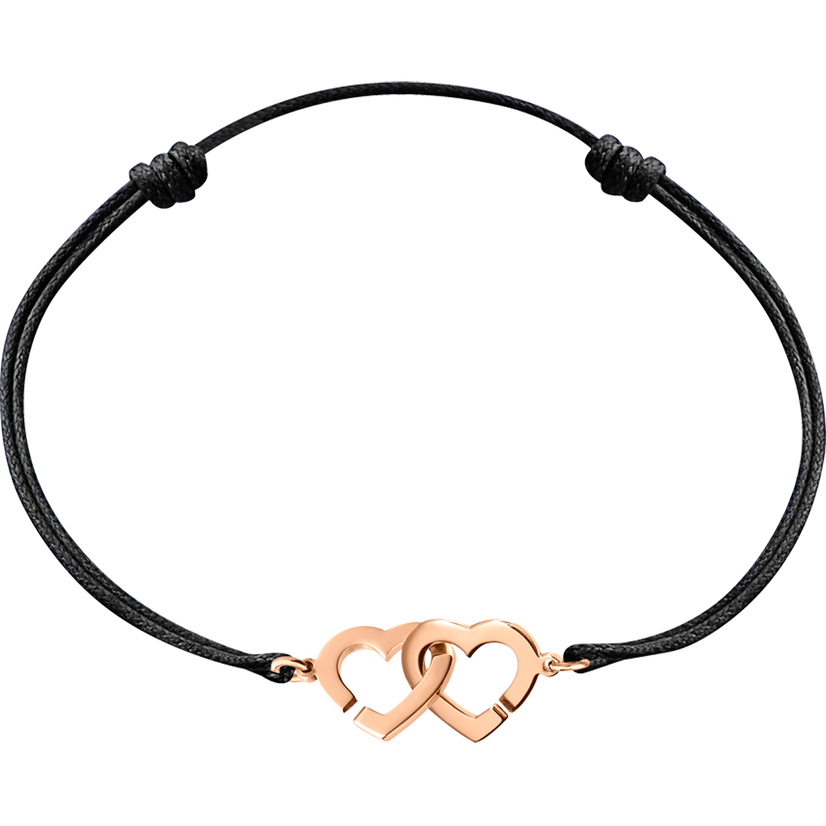 Bracelet sur cordon Double Cœurs R9 or rose