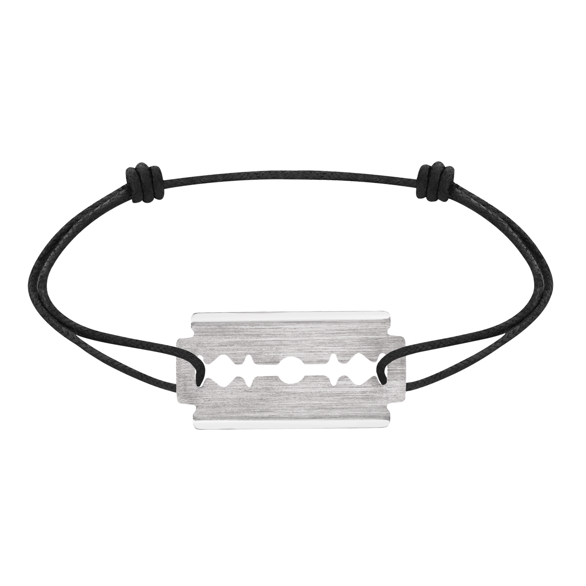 Bracelet sur cordon Lame de Rasoir grand modèle or blanc