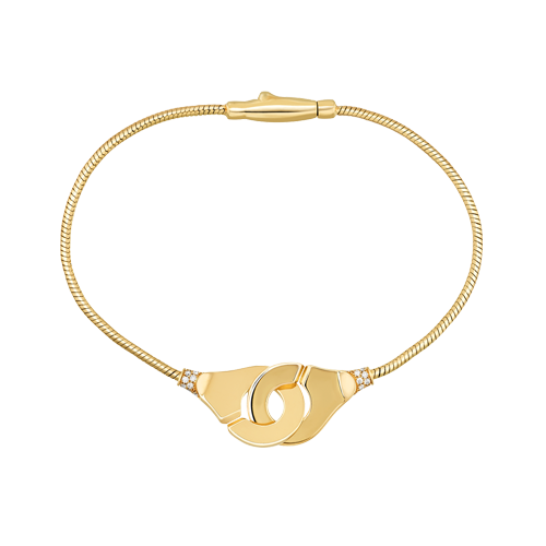 Bracelet Menottes dinh van R12 or  jaune et diamants