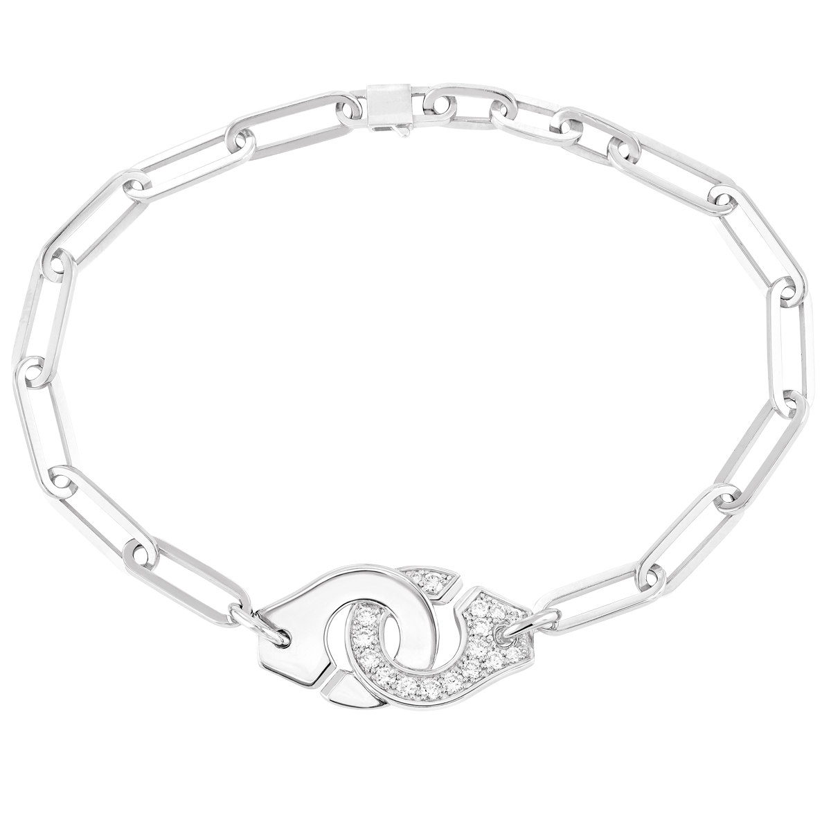 Bracelet Menottes dinh van R12 or blanc et diamants