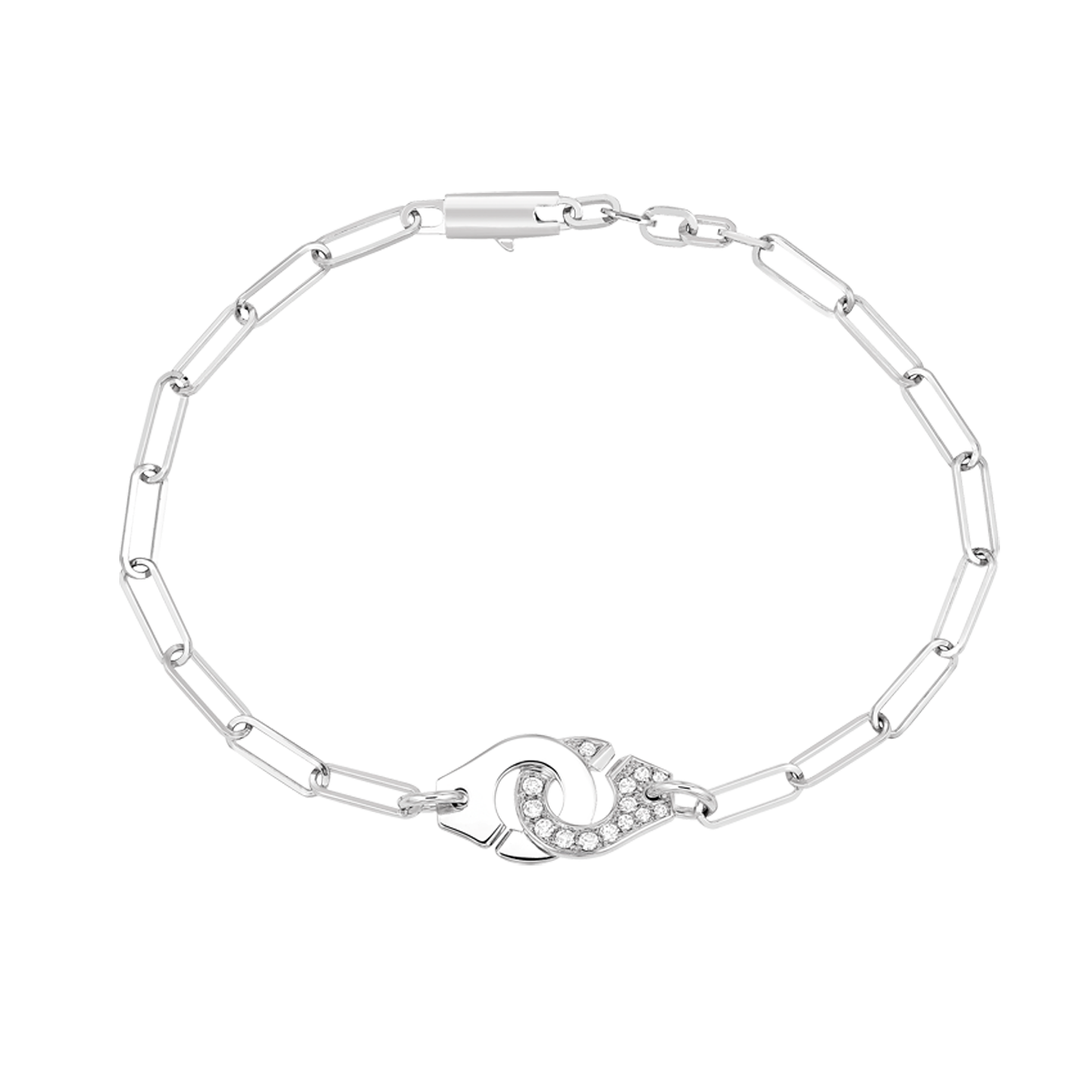 Bracelet Menottes dinh van R10 or blanc et diamants
