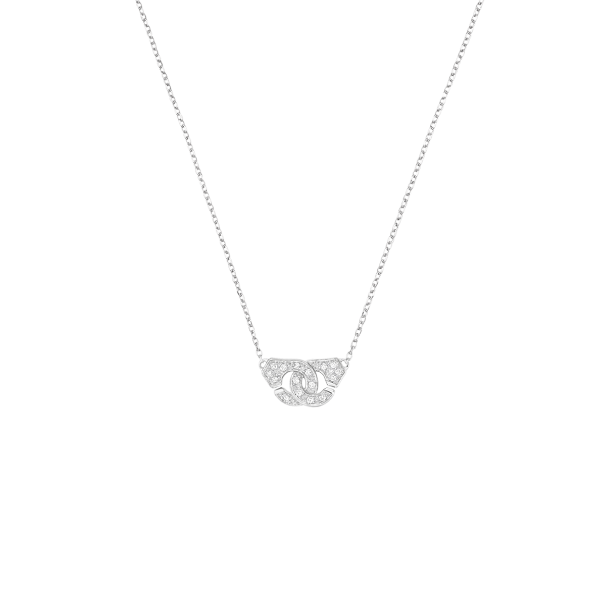 Collier Menottes dinh van R8 or blanc et diamants