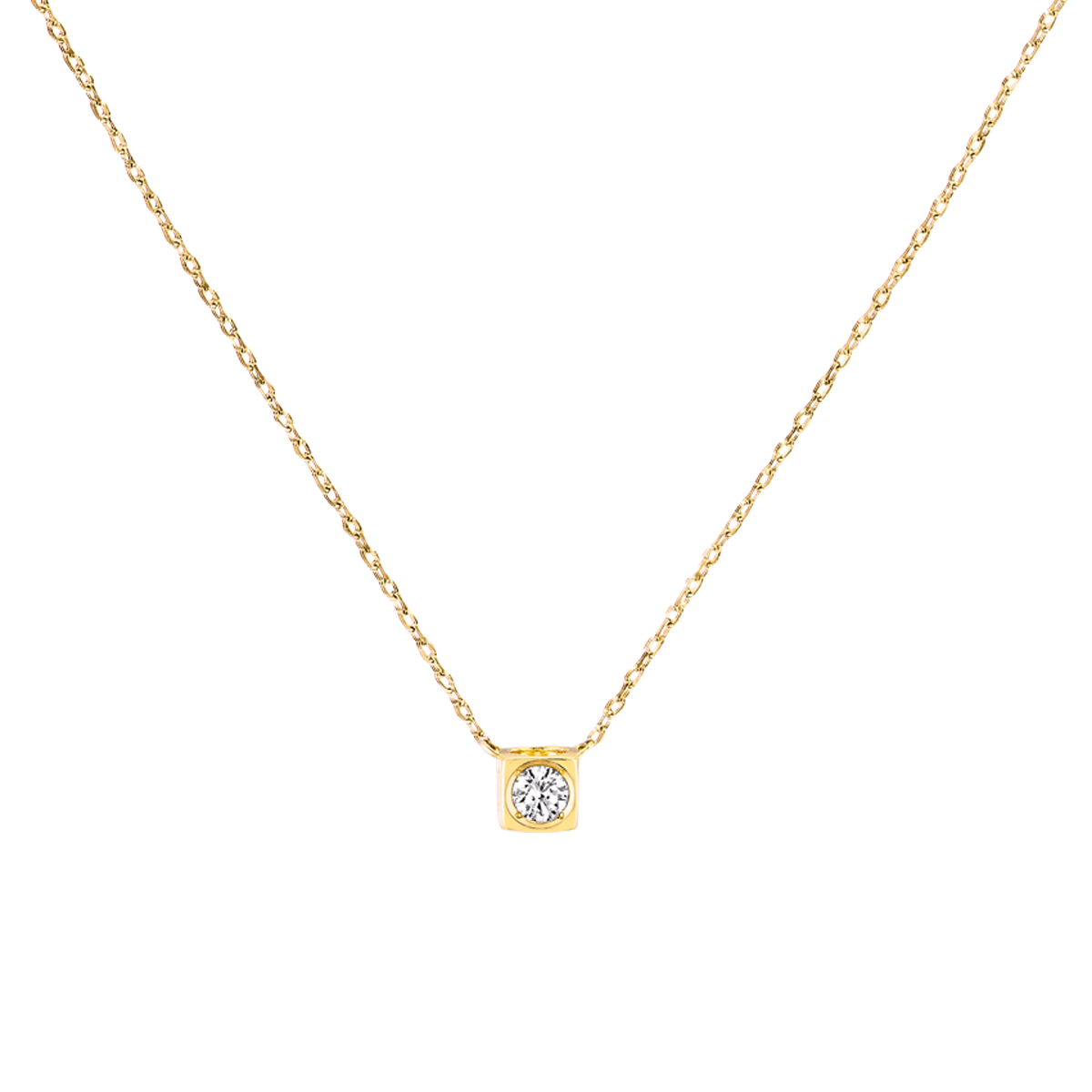 Collier Le Cube Diamant moyen modèle or jaune et diamant