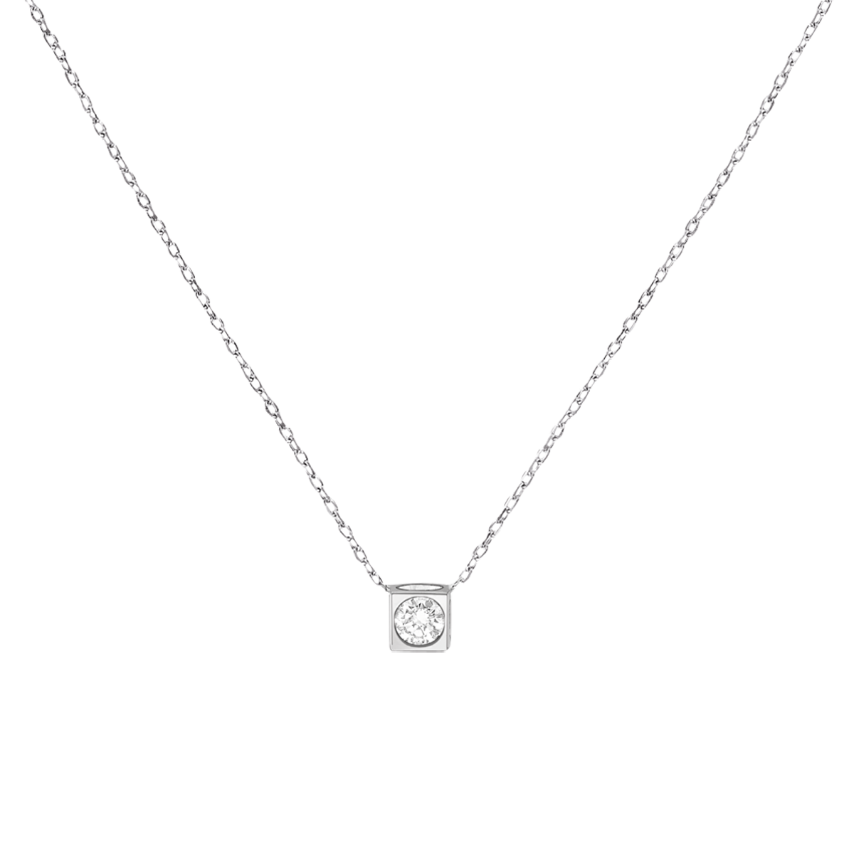 Collier Le Cube diamant or blanc et diamant