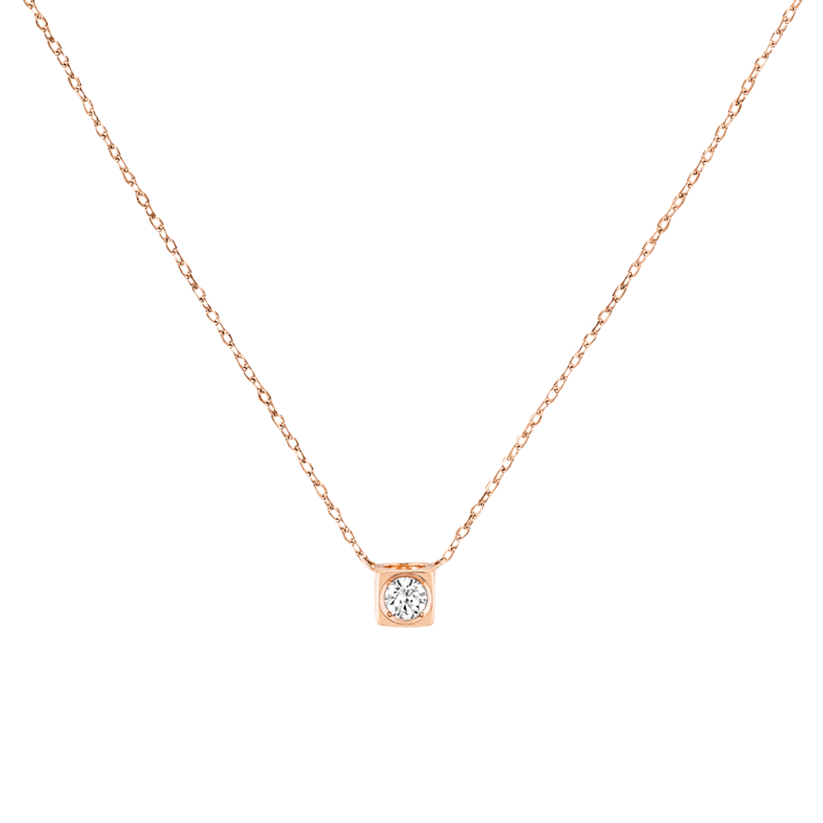 Collier Le Cube Diamant moyen modèle or rose et diamant Le Cube Diamant Référence :  608115 -1