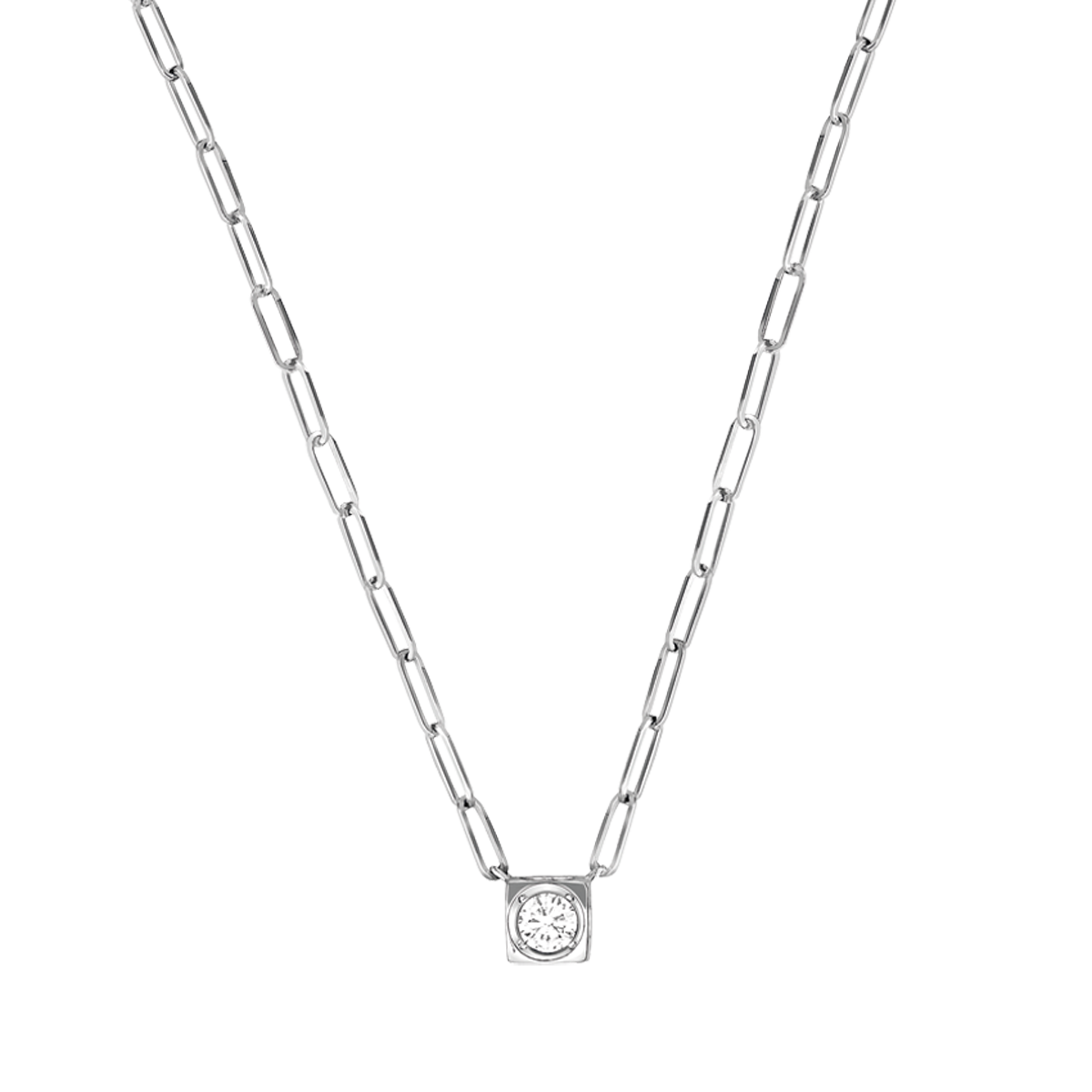 Collier Le Cube Diamant grand modèle or blanc et diamant