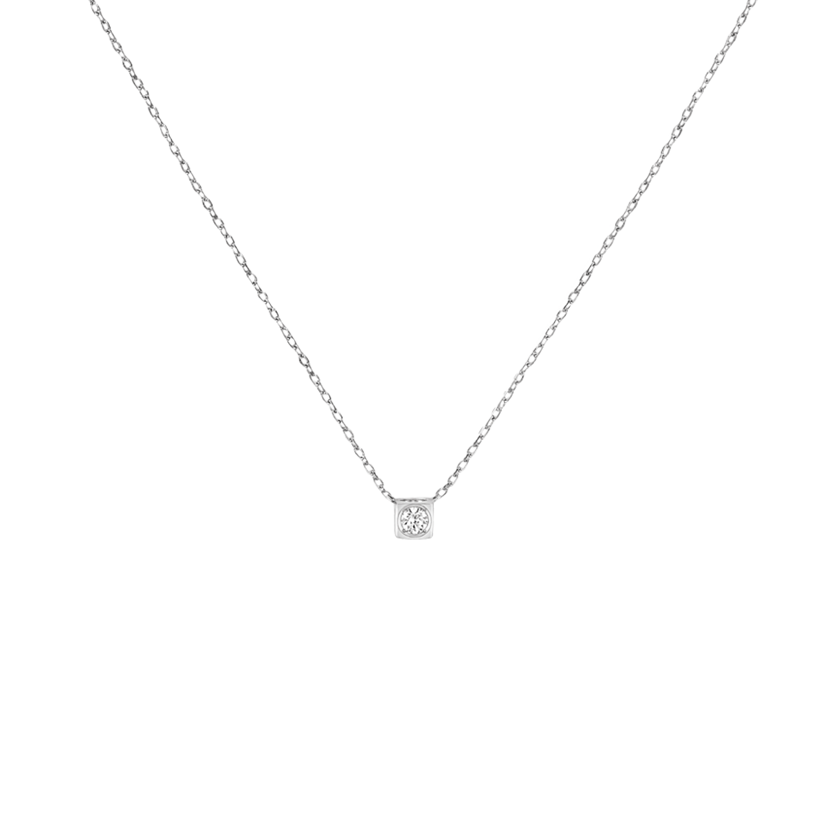 Collier Le Cube Diamant petit modèle or blanc et diamant Le Cube Diamant Référence :  608312 -1