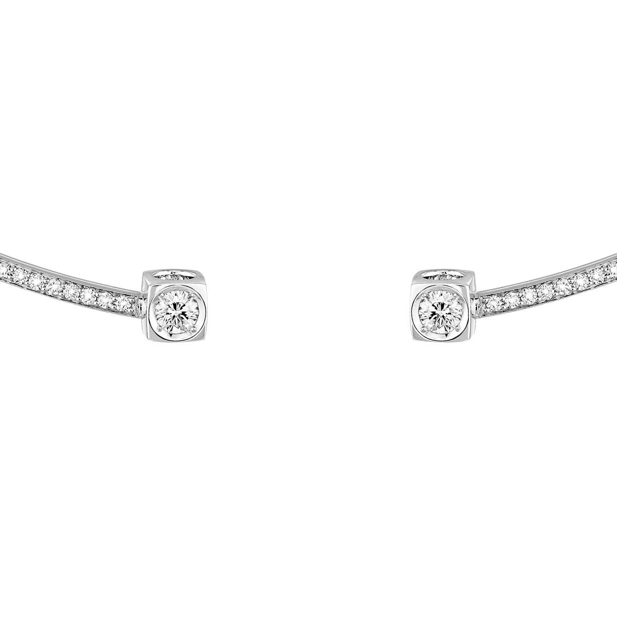 Collier Le Cube Diamant grand modèle or blanc et diamants Menottes dinh van Référence :  608512 -2