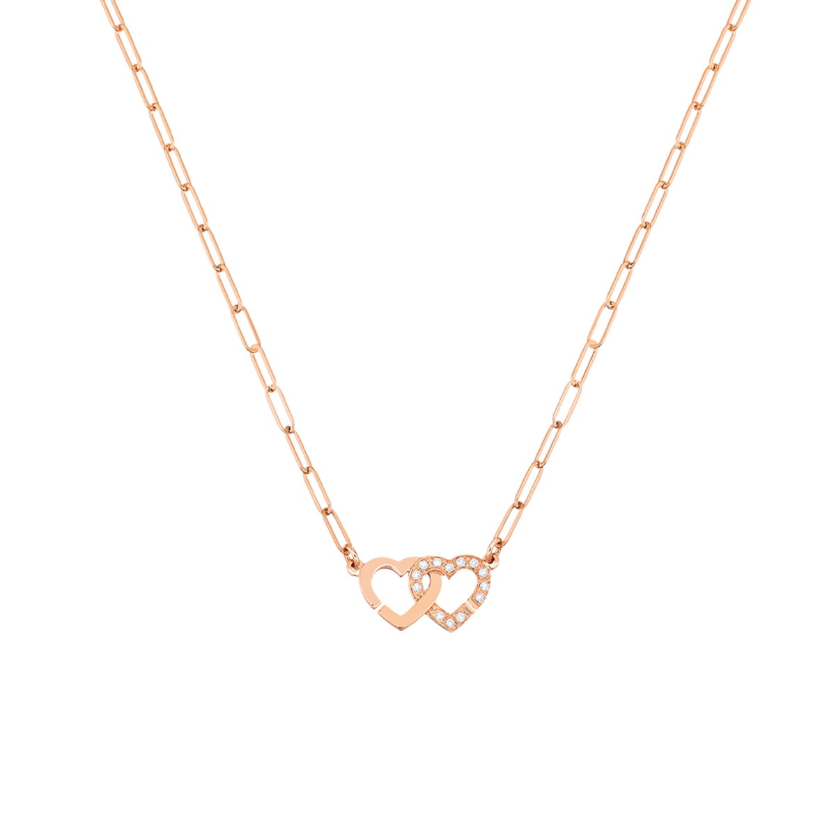 Collier Double Cœurs R9 or rose et diamants Menottes dinh van Référence :  645215 -1