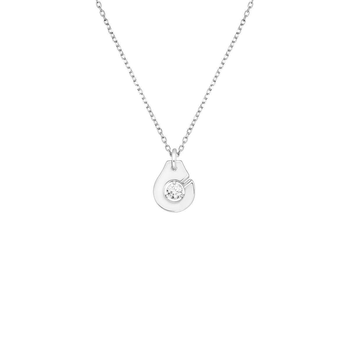 Collier Menottes dinh van R8 or blanc et diamant Menottes dinh van Référence :  667112 -1