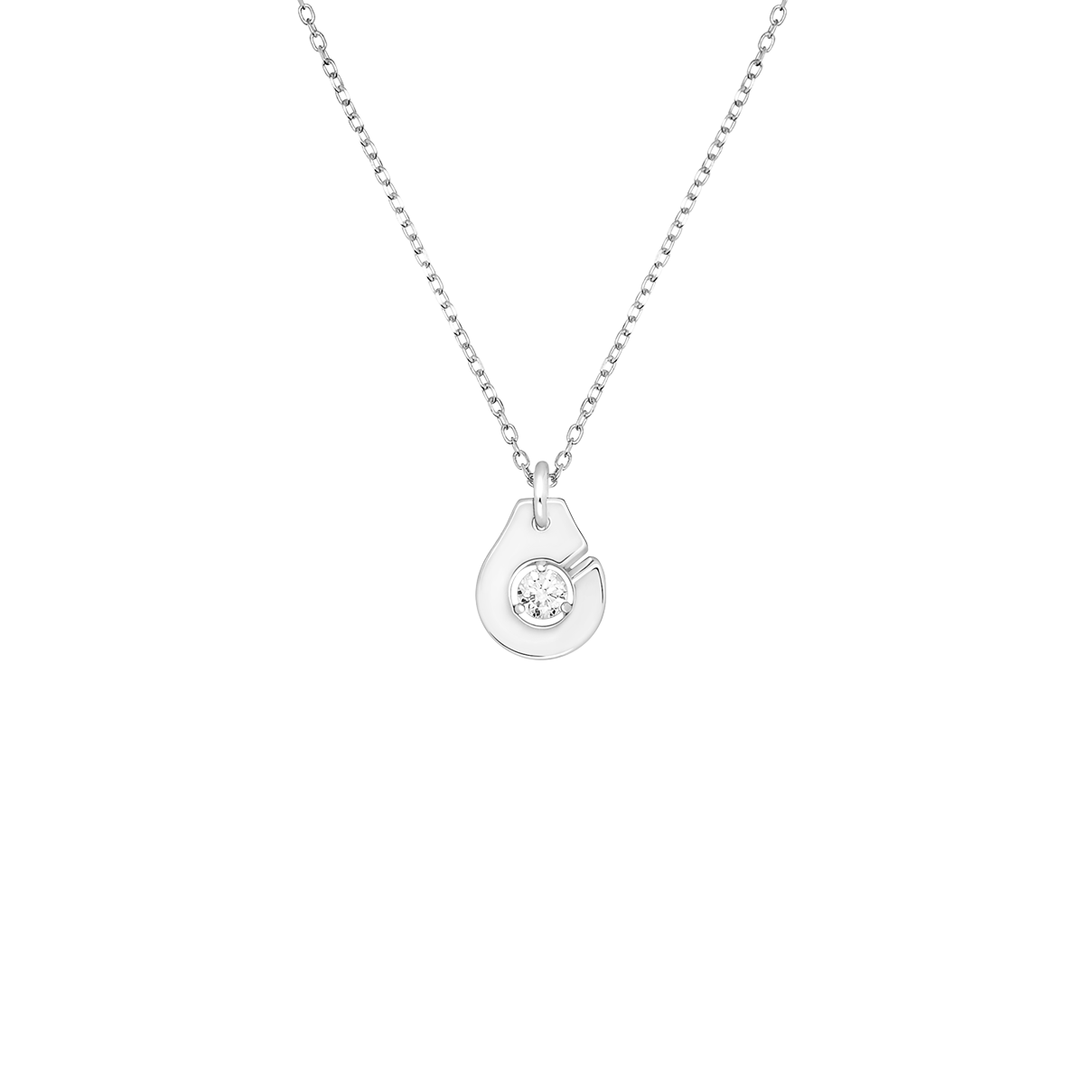 Collier Menottes dinh van R8 or blanc et diamant