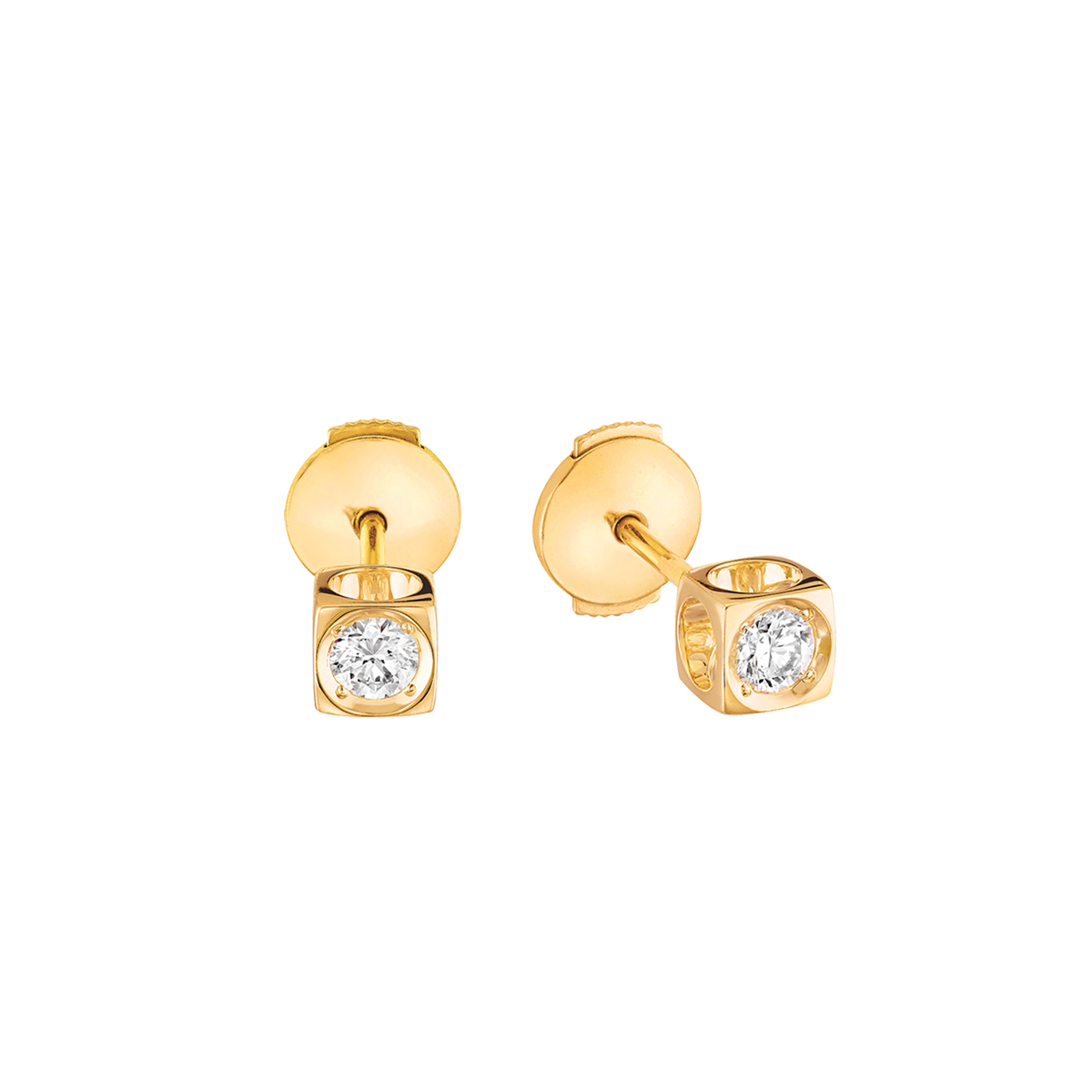 Puces d'oreilles Le Cube Diamant moyen modèle or jaune et diamants Menottes dinh van Référence :  808111 -3