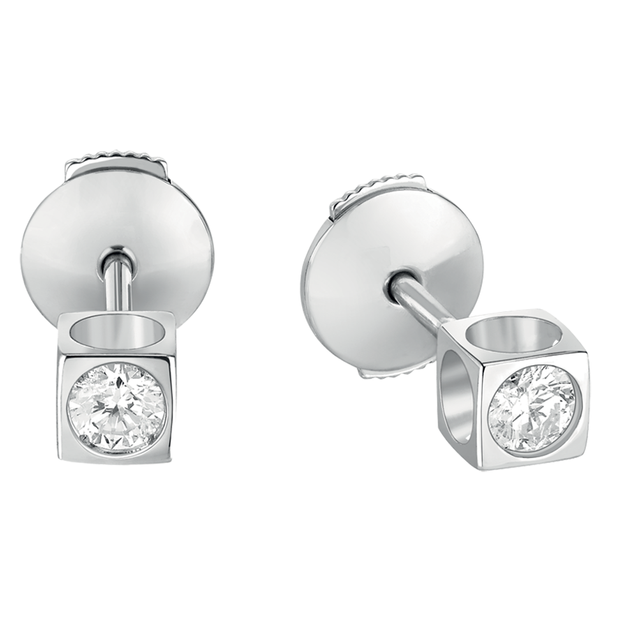 Puces d'oreilles Le Cube diamant or blanc et diamants