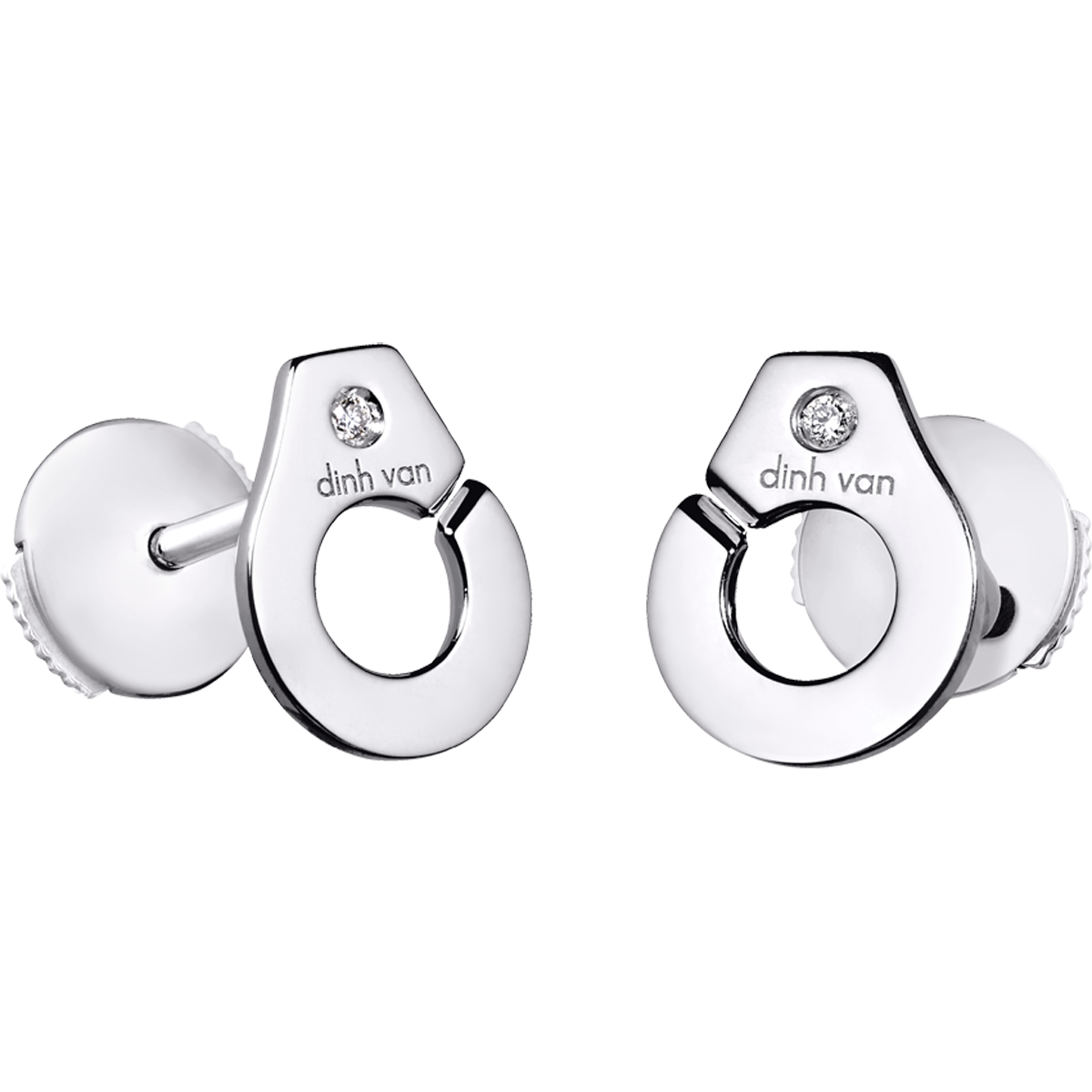 Puces d'oreilles Menottes dinh van R7,5 or blanc et diamants