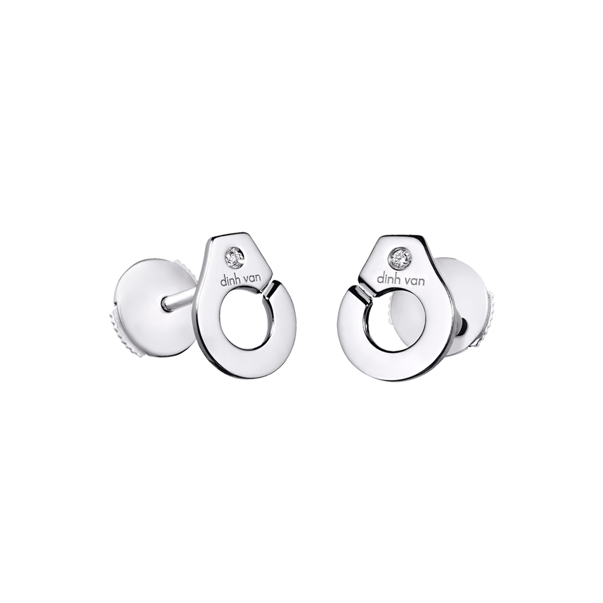 Puces d'oreilles Menottes dinh van R7,5 or blanc et diamants Menottes dinh van Référence :  867312 -3