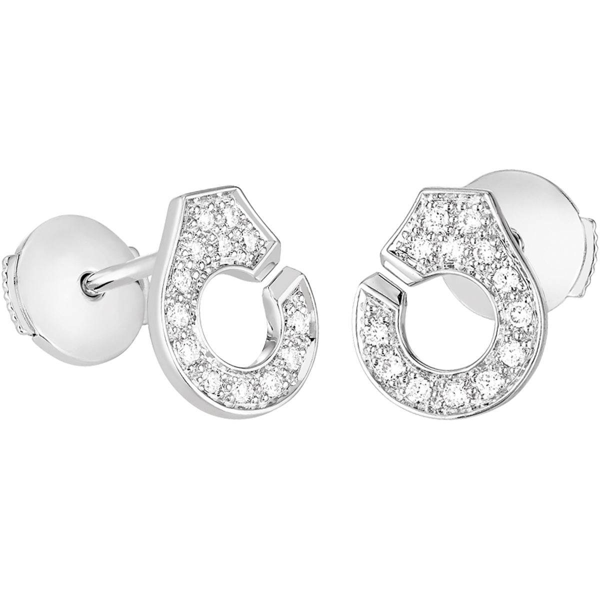 Puces d'oreilles Menottes dinh van R7,5 or blanc et diamants