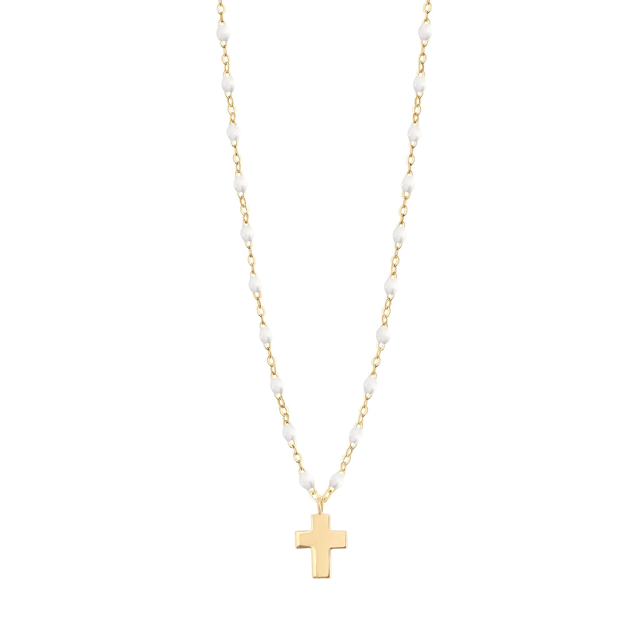 Collier blanc Croix Classique Gigi, or jaune, 42 cm madone Référence :  b1co001j0142xx -1