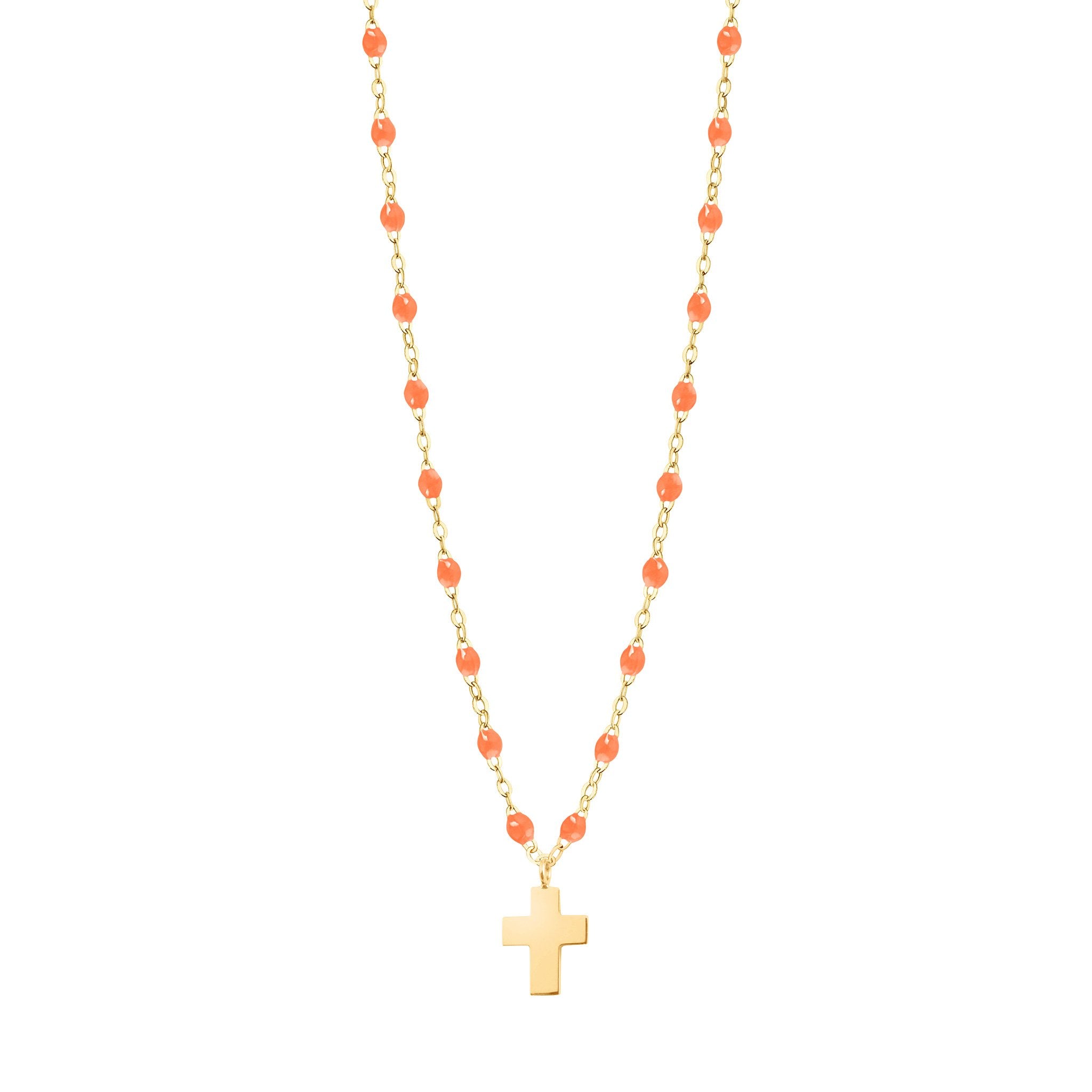 Collier orange fluo Croix Classique Gigi, or jaune, 42 cm madone Référence :  b1co001j1342xx -1