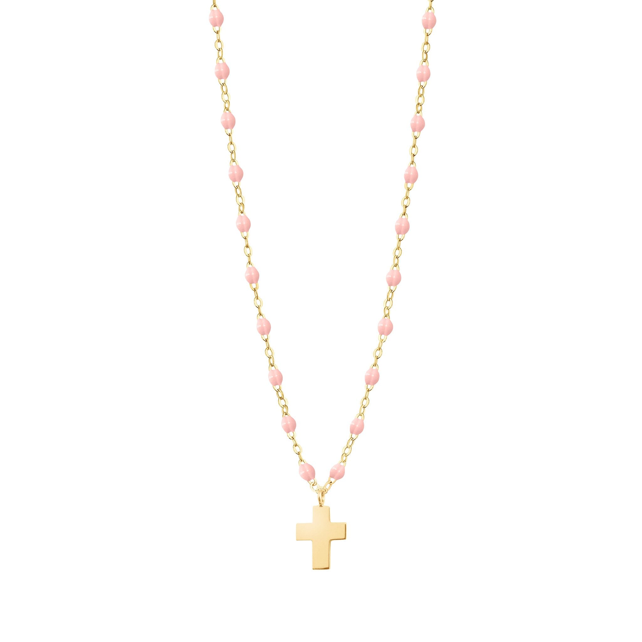 Collier rose bébé Croix Classique Gigi, or jaune, 42 cm madone Référence :  b1co001j2842xx -1