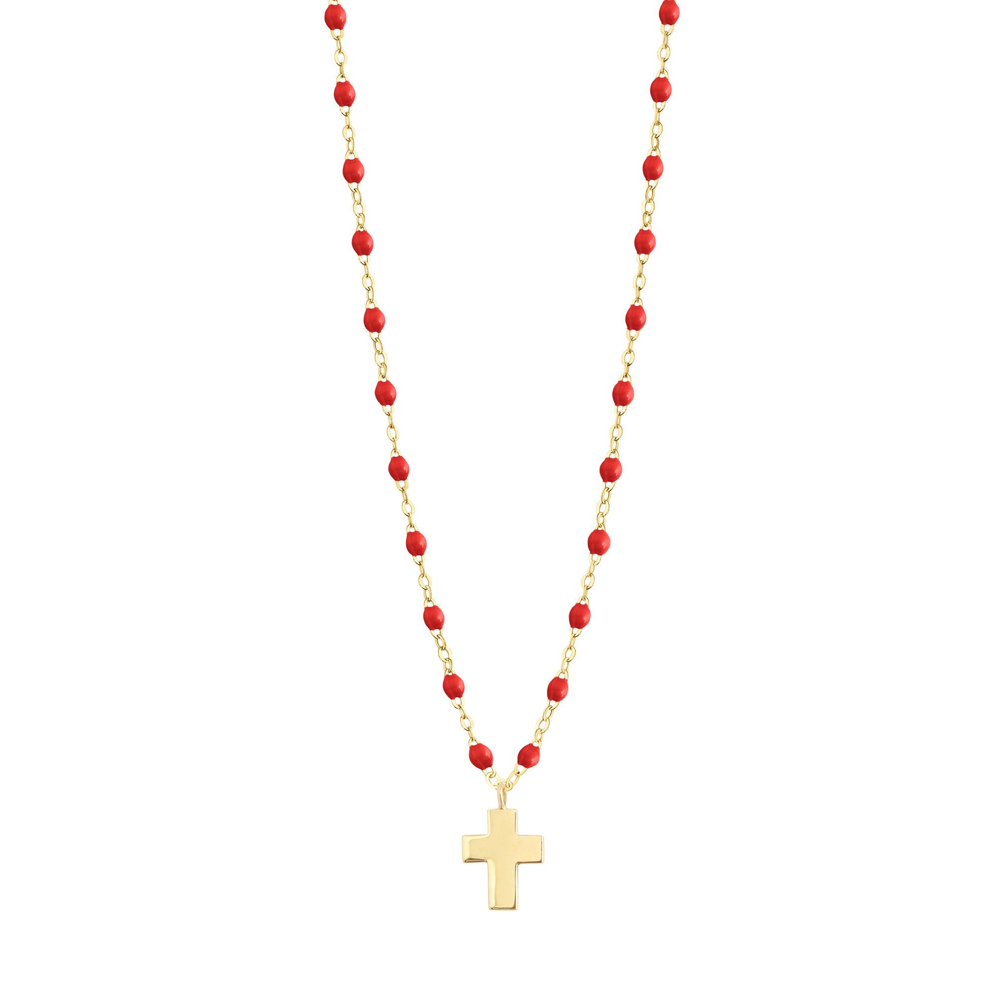 Collier coquelicot Croix Classique Gigi, or jaune, 42 cm madone Référence :  b1co001j3142xx -1