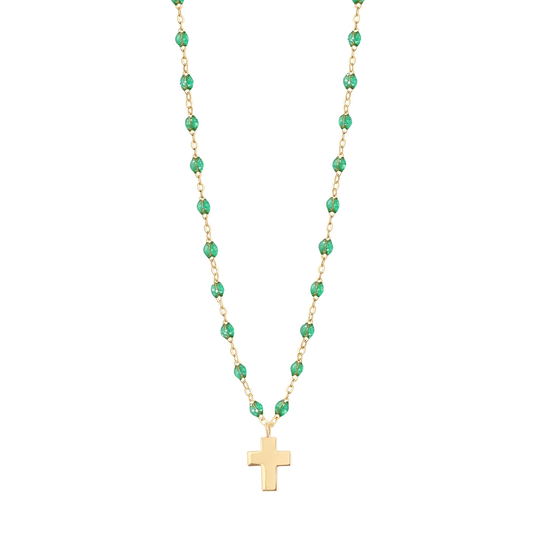 Collier menthe Croix Classique Gigi, or jaune, 42 cm madone Référence :  b1co001j6042xx -1