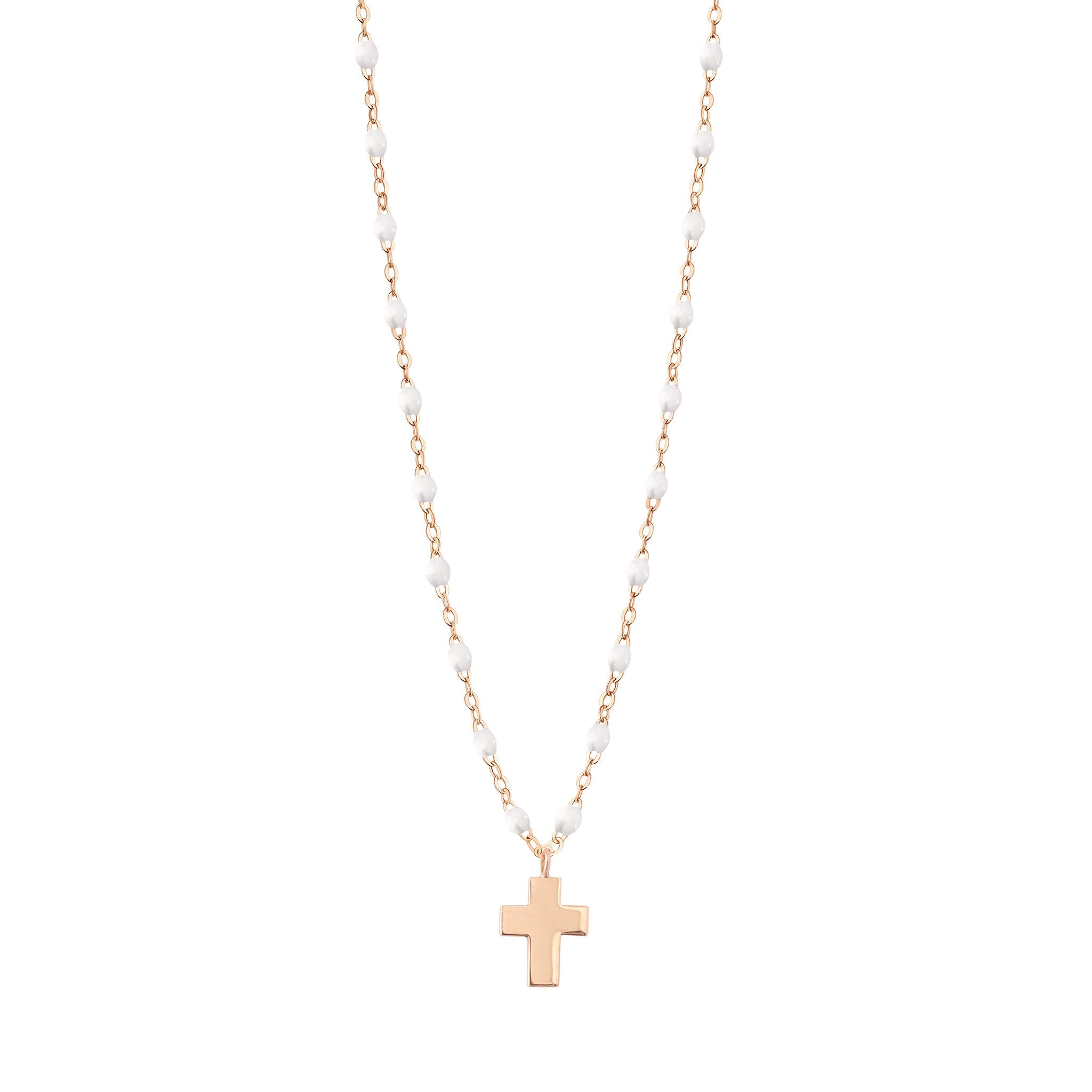 Collier blanc Croix Classique Gigi, or rose, 42 cm madone Référence :  b1co001r0142xx -1