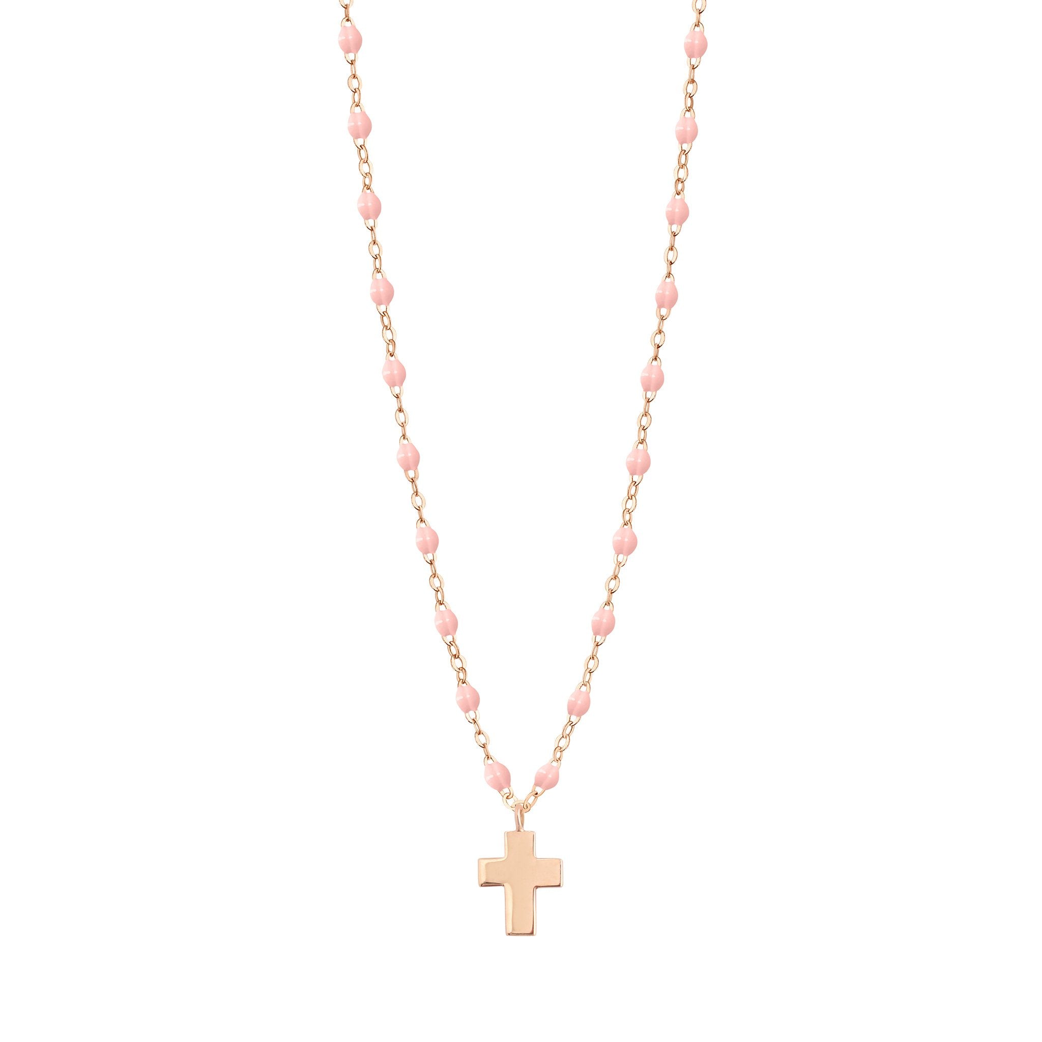 Collier rose bébé Croix Classique Gigi, or rose, 42 cm madone Référence :  b1co001r2842xx -1