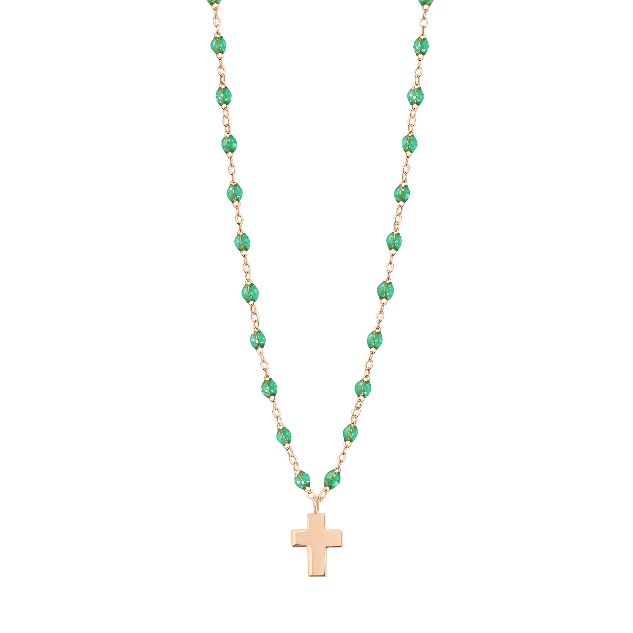 Collier menthe Croix Classique Gigi, or rose, 42 cm madone Référence :  b1co001r6042xx -1