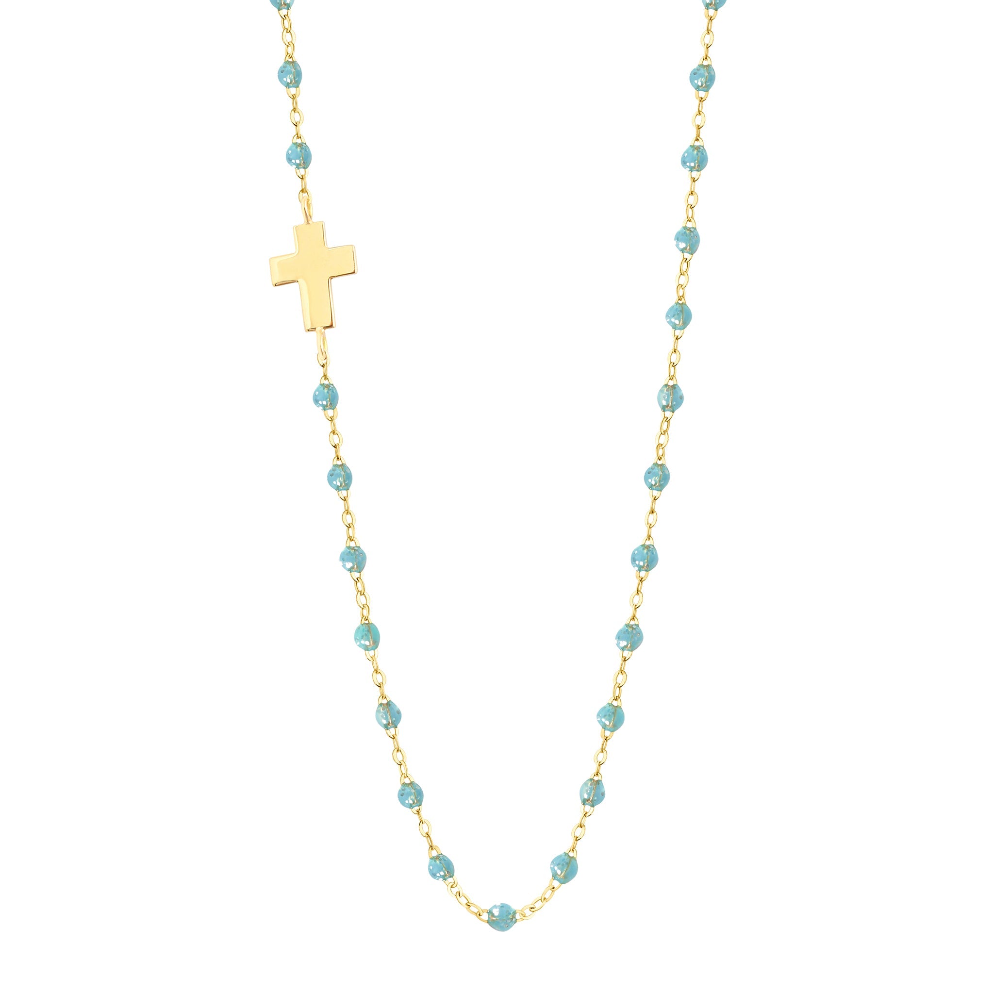 Collier aqua Croix de côté, or jaune, 42 cm madone Référence :  b1co002j6242xx -1