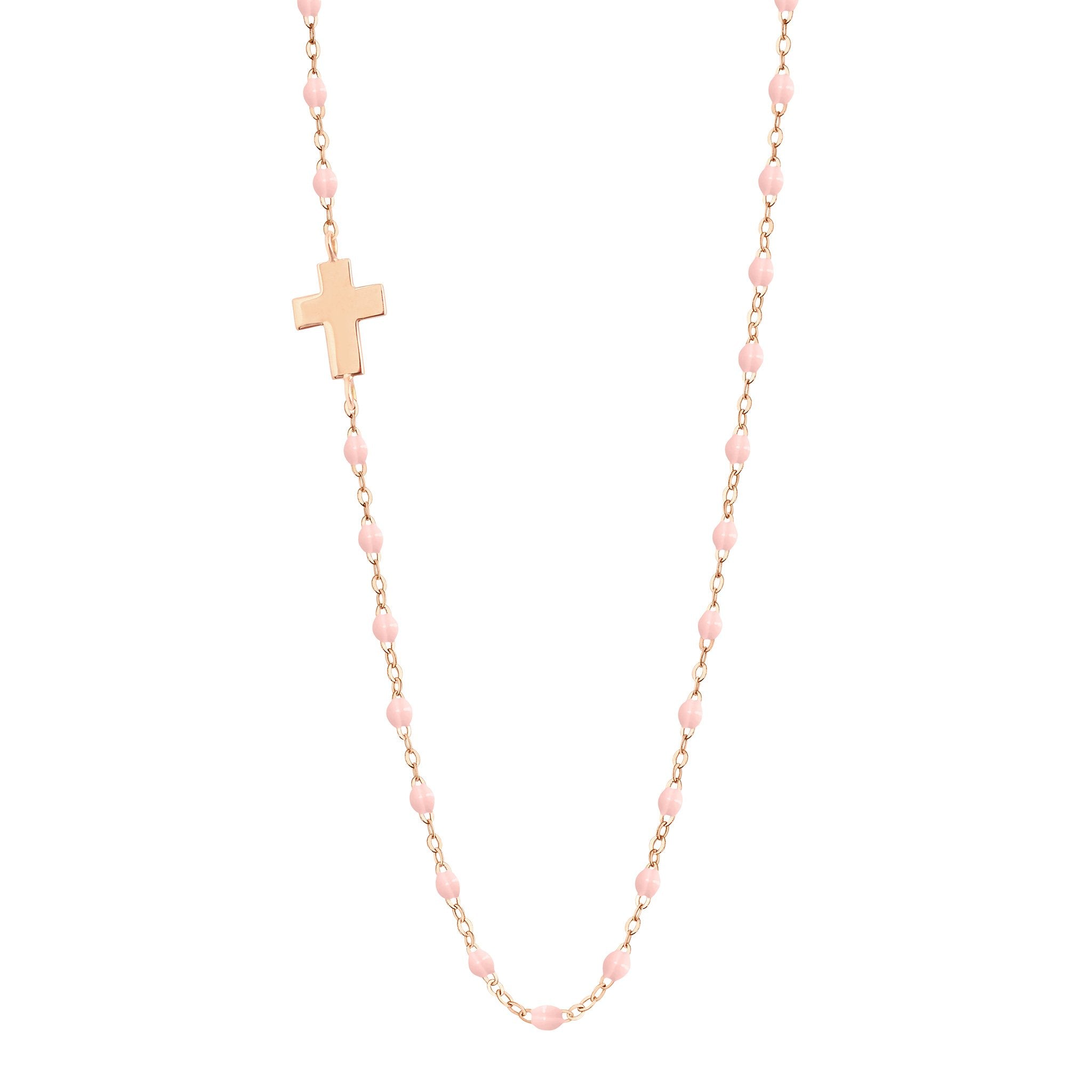 Collier rose bébé Croix de côté, or rose, 42 cm madone Référence :  b1co002r2842xx -1