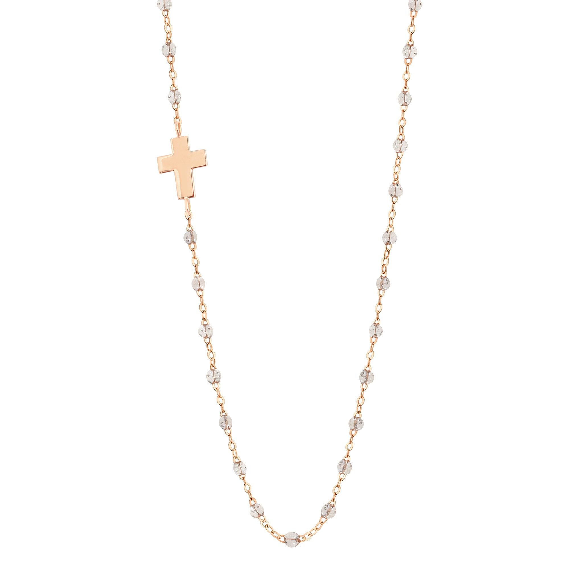 Collier sparkle Croix de côté, or rose, 42 cm madone Référence :  b1co002r4942xx -1