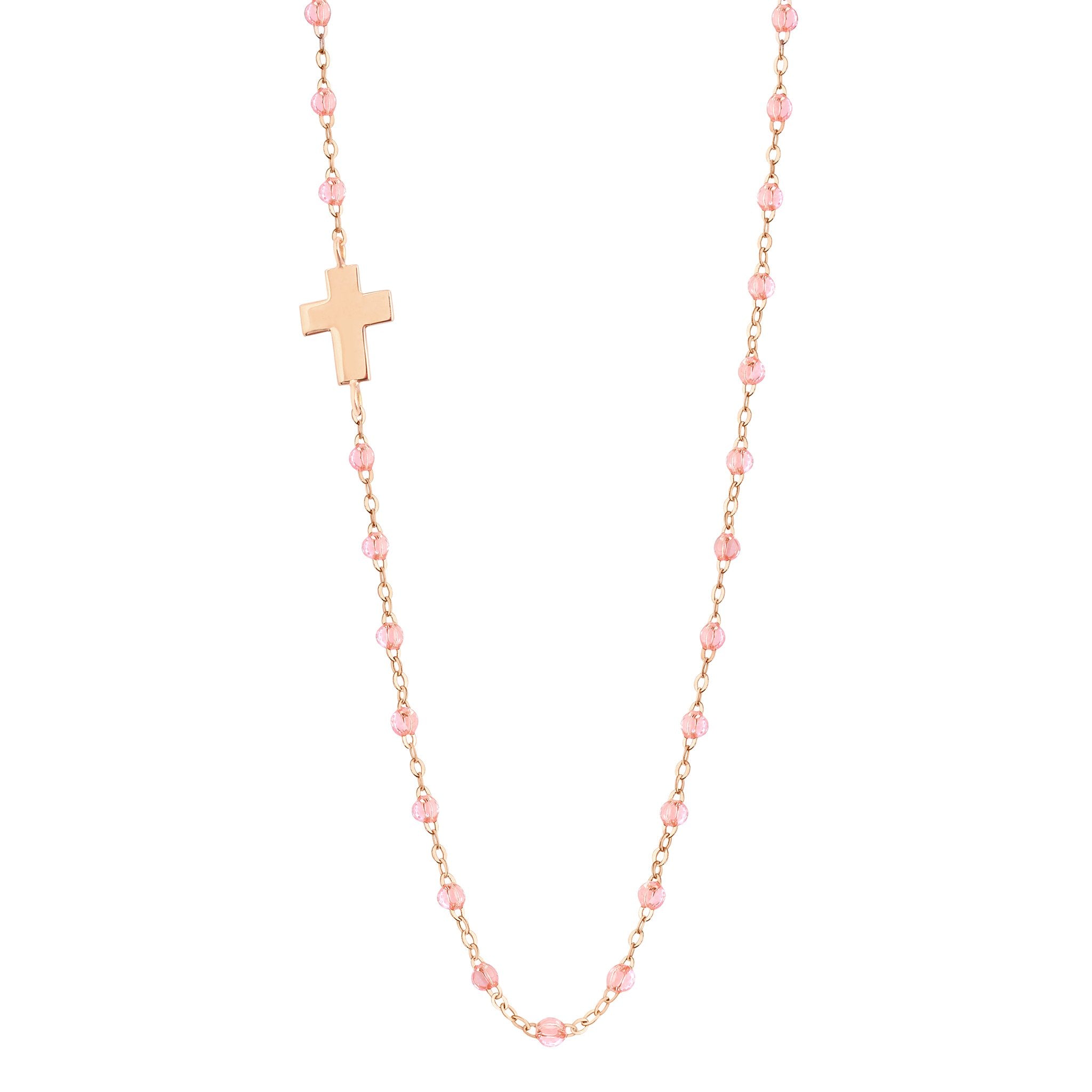 Collier rosée Croix de côté, or rose, 42 cm madone Référence :  b1co002r5342xx -1