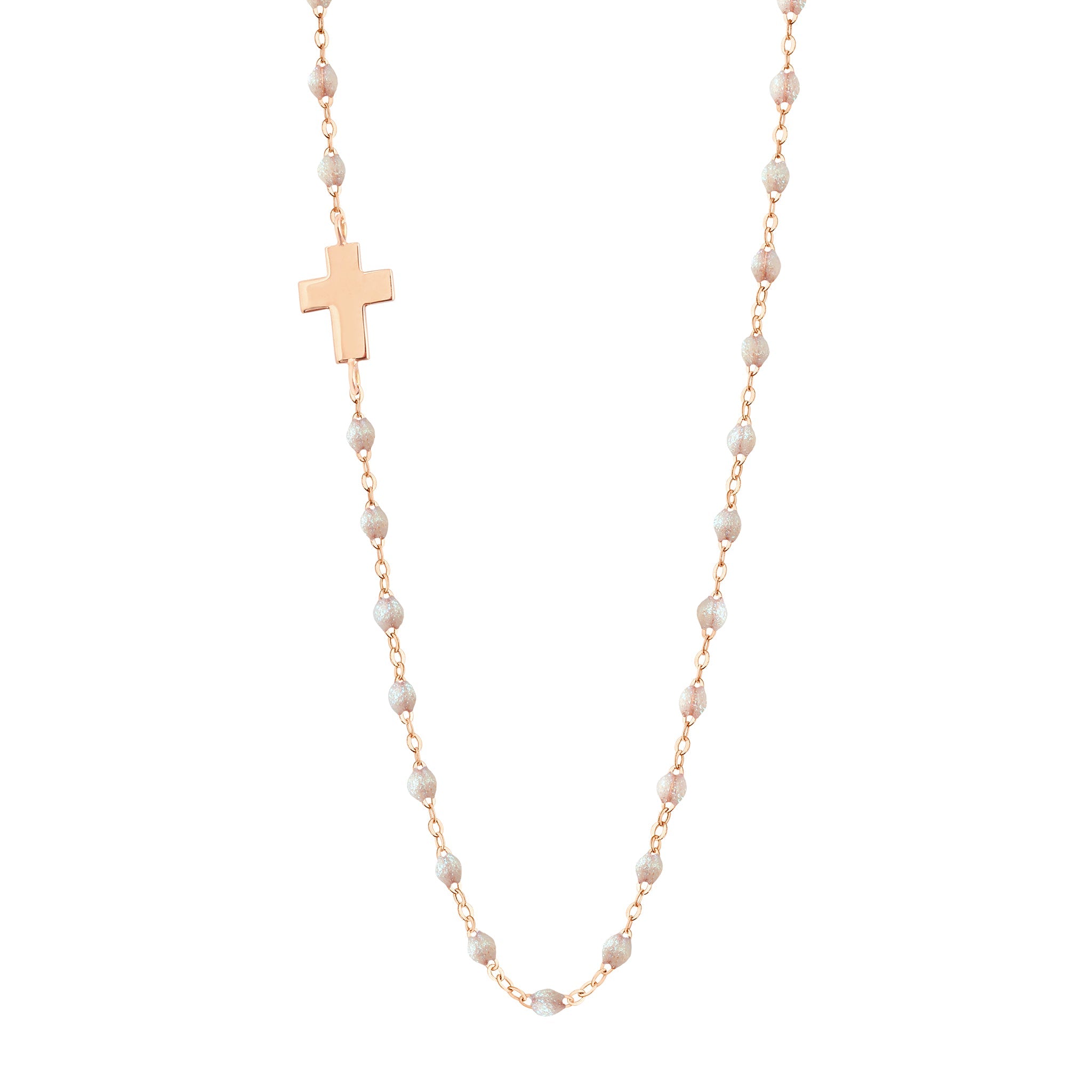 Collier opale Croix de côté, or rose, 42 cm madone Référence :  b1co002r6142xx -1