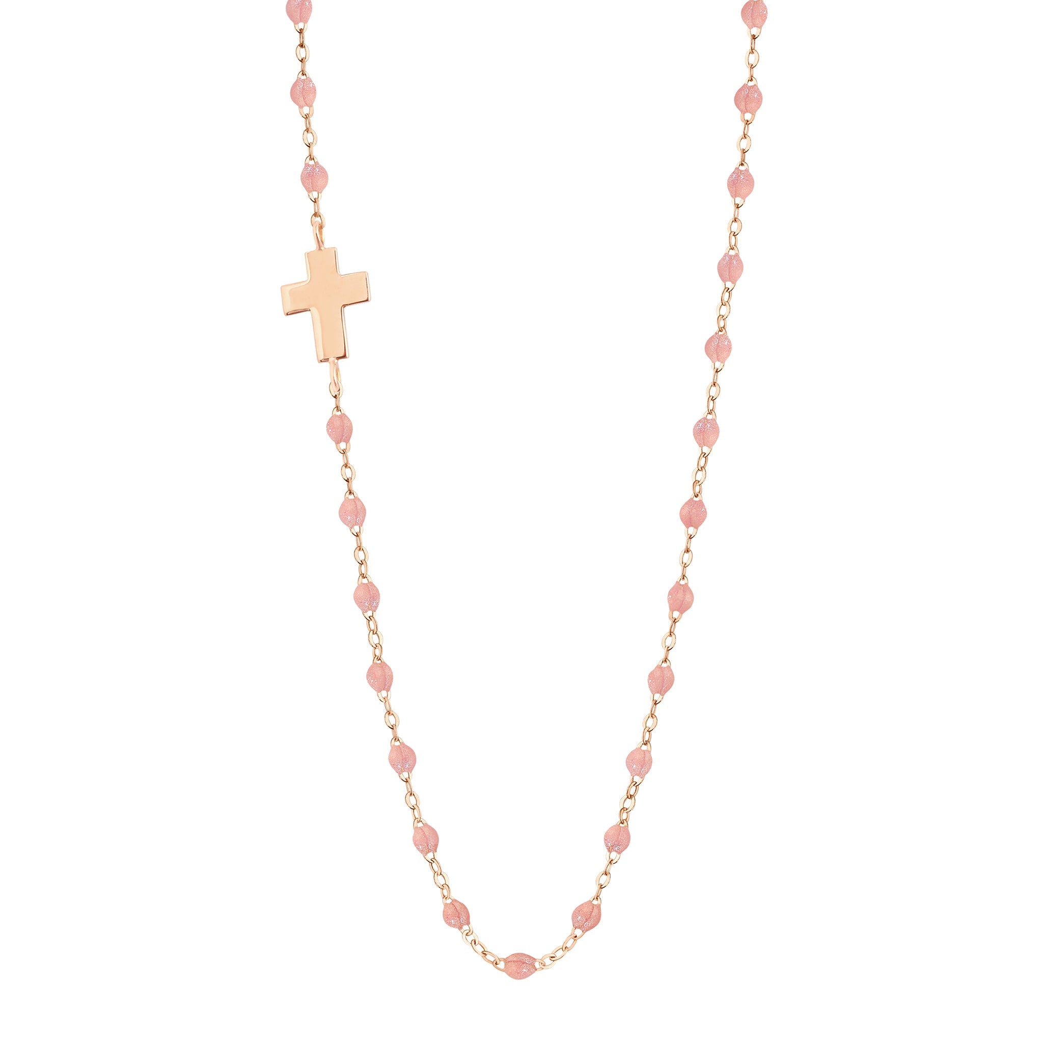 Collier blush Croix de côté, or rose, 42 cm madone Référence :  b1co002r6342xx -1