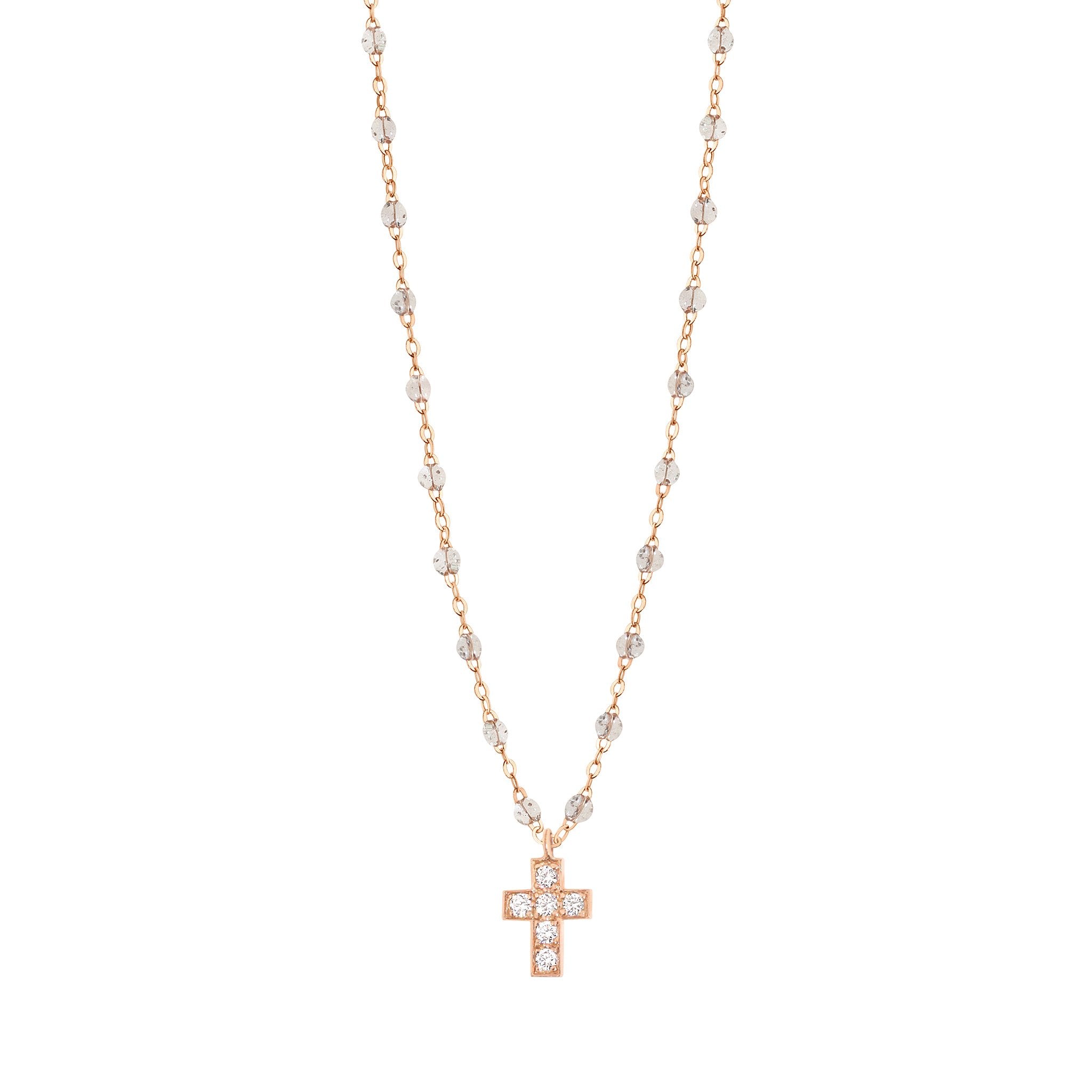 Collier sparkle Croix diamants, or rose, 42 cm madone Référence :  b1co004r4942di -1