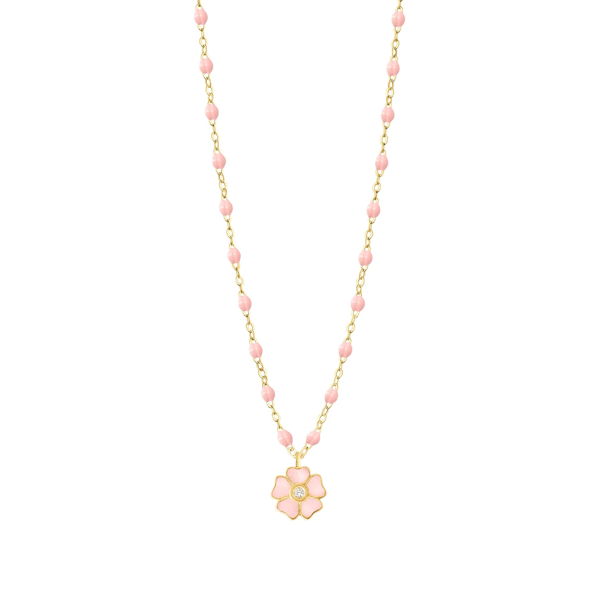 Collier rose bébé Fleur, diamant, or jaune, 42 cm voyage Référence :  b1fl001j2842di -1