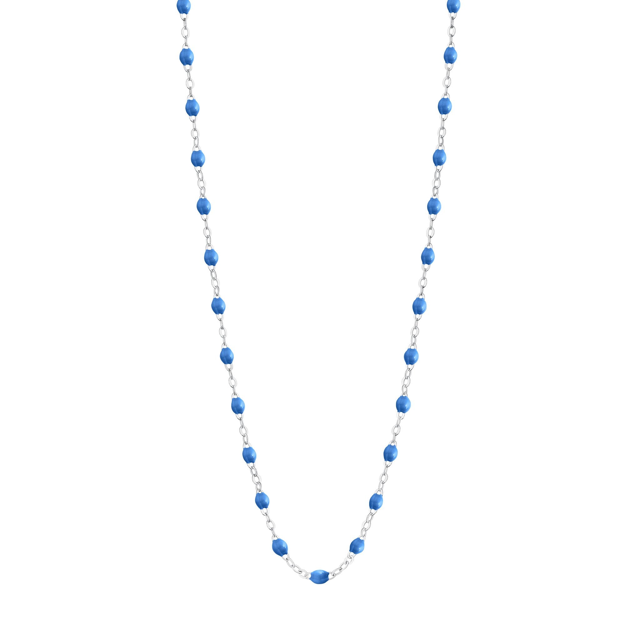 Collier bleu fluo Classique Gigi, or blanc, 42 cm