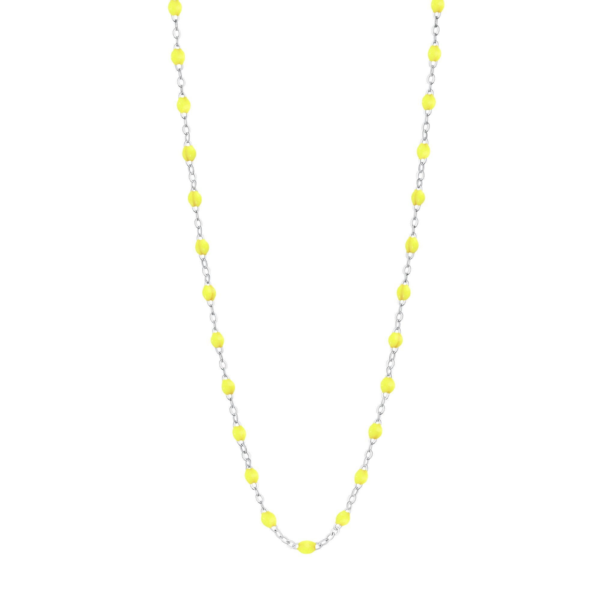 Collier jaune fluo Classique Gigi, or blanc, 42 cm