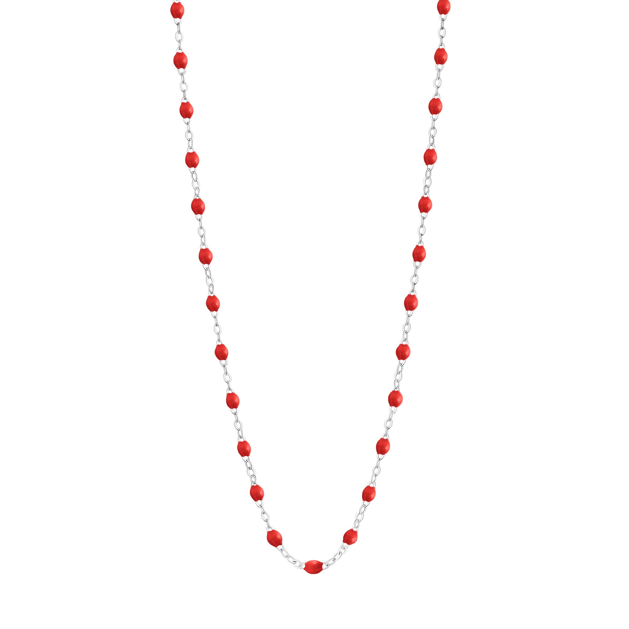 Collier coquelicot Classique Gigi, or blanc, 42 cm