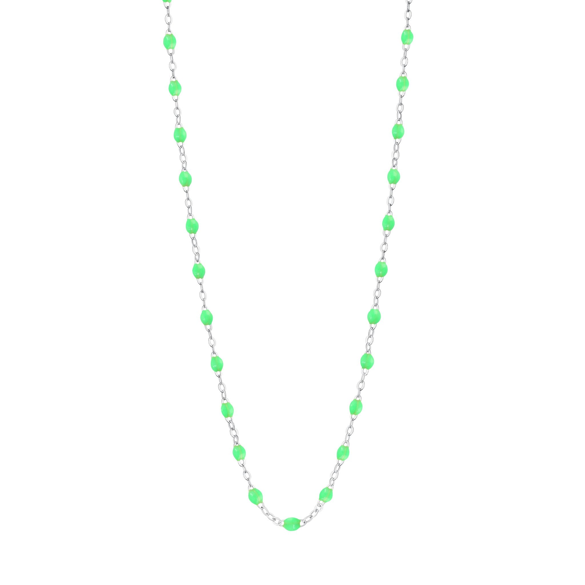 Collier vert fluo Classique Gigi, or blanc, 42 cm