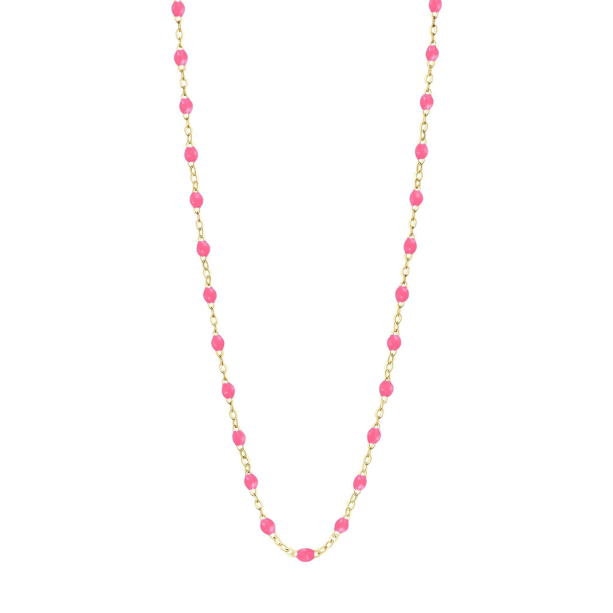 Collier rose fluo Classique Gigi, or jaune, 42 cm