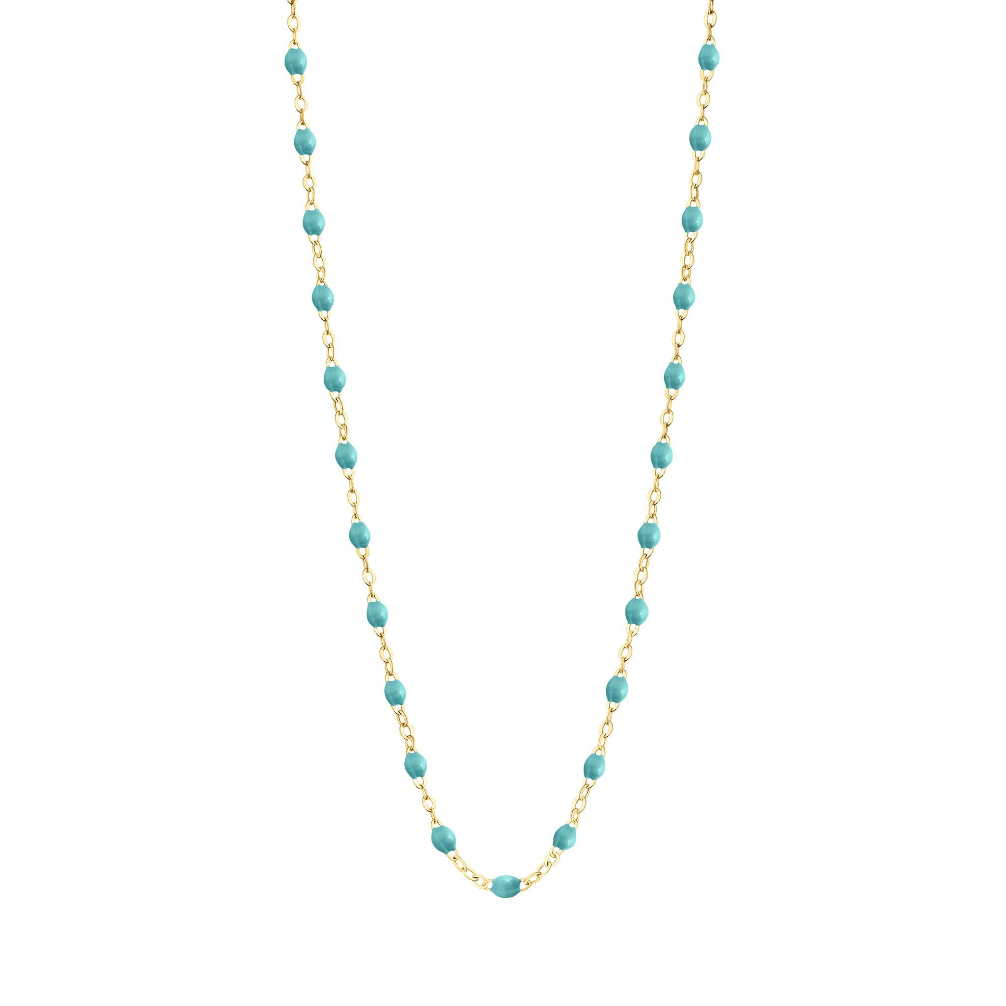 Collier turquoise vert Classique Gigi, or jaune, 42 cm