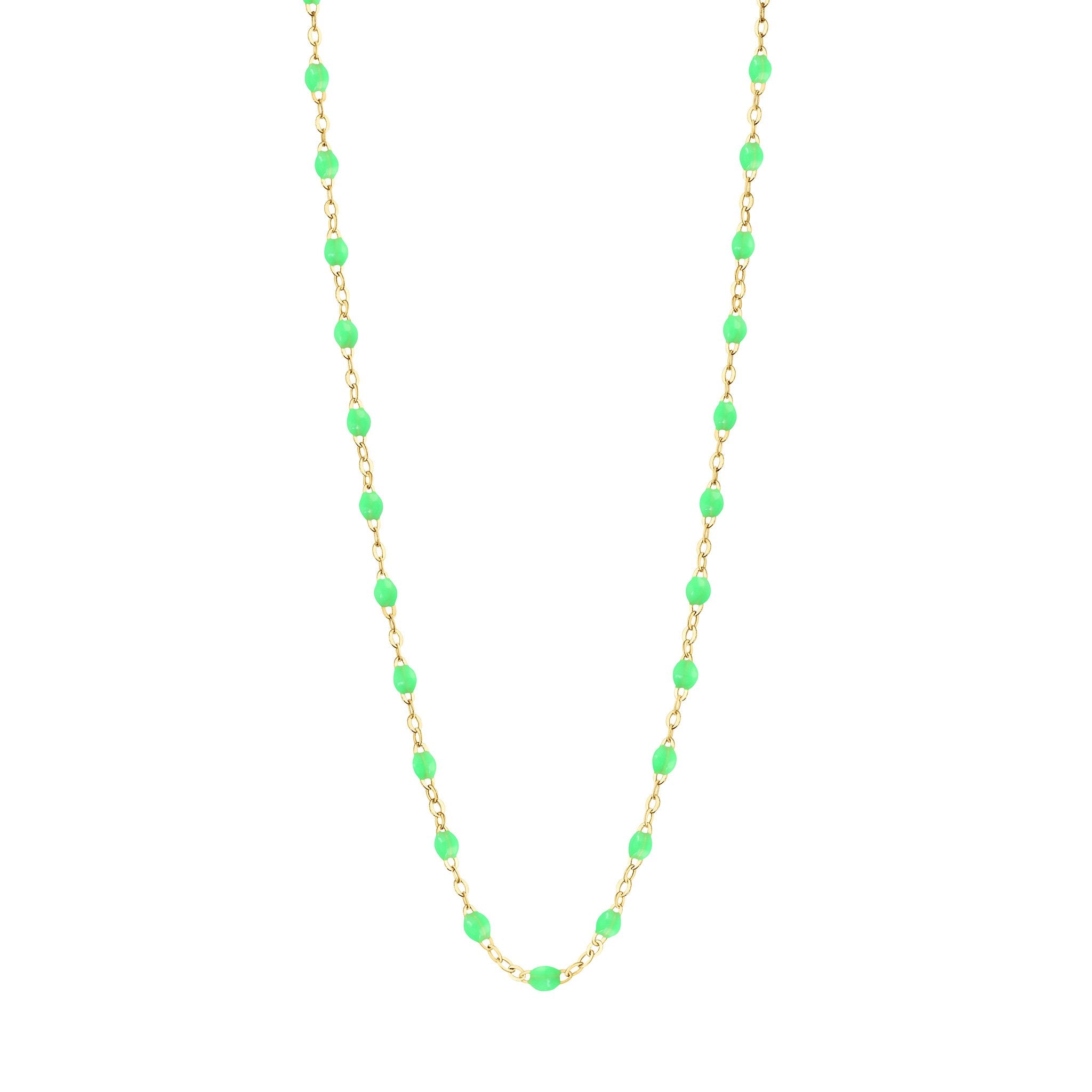 Collier vert fluo Classique Gigi, or jaune, 42 cm