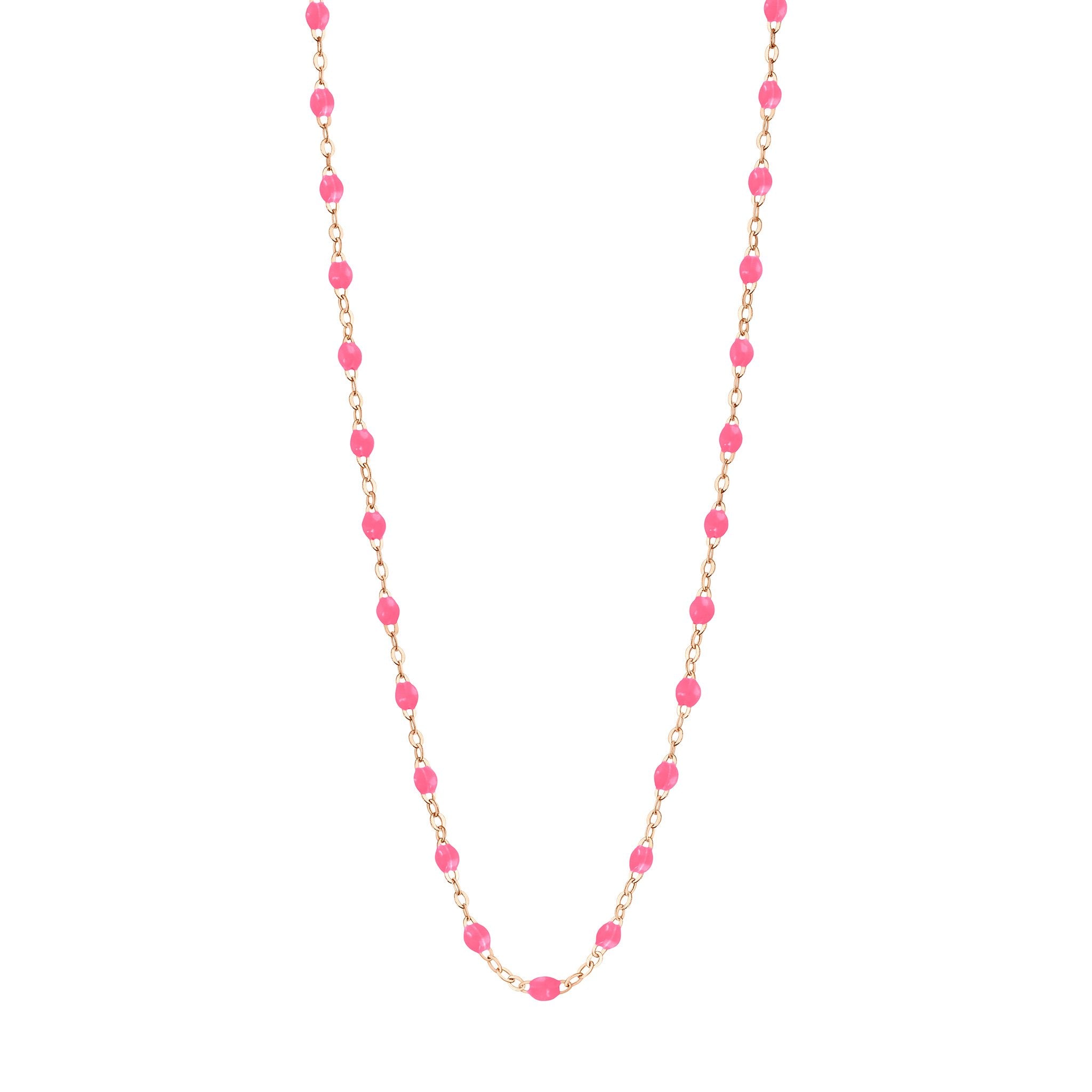 Collier rose fluo Classique Gigi, or rose, 42 cm