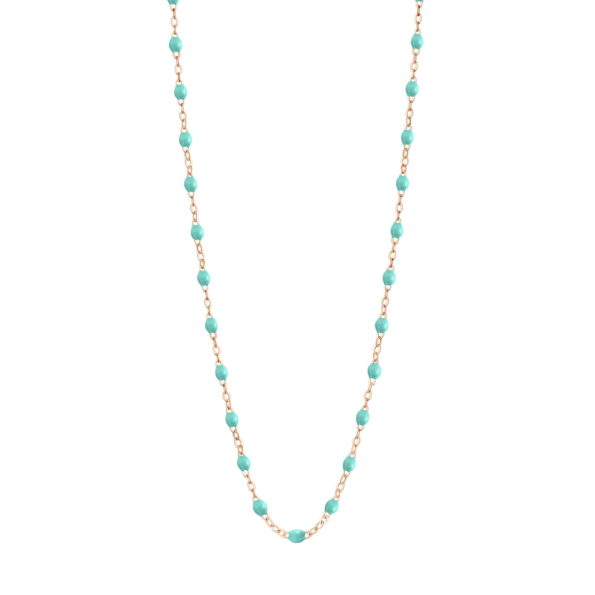 Collier vert d'eau Classique Gigi, or rose, 42 cm