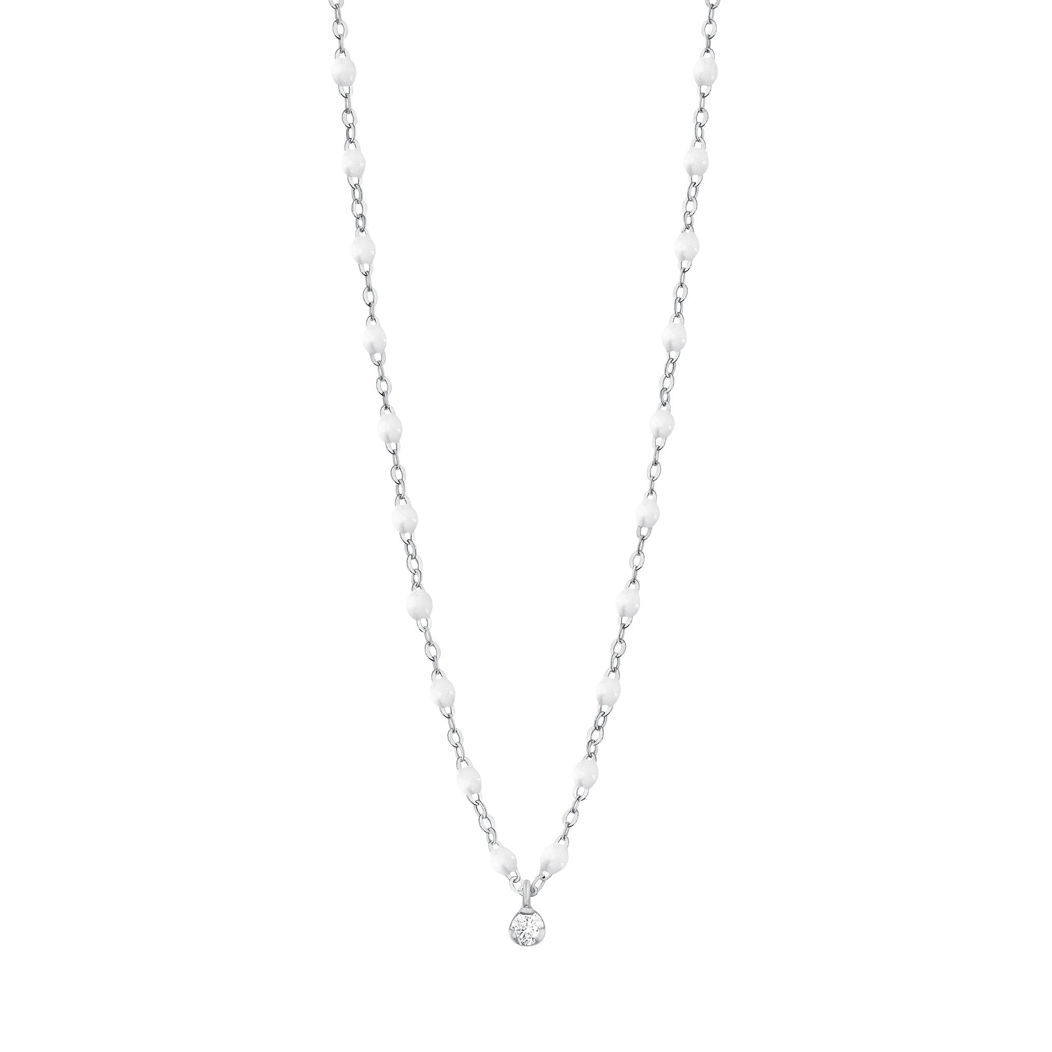 Collier blanc Gigi Suprême, or blanc, 1 diamant, 42 cm gigi suprême Référence :  b1gs001g0142di -1