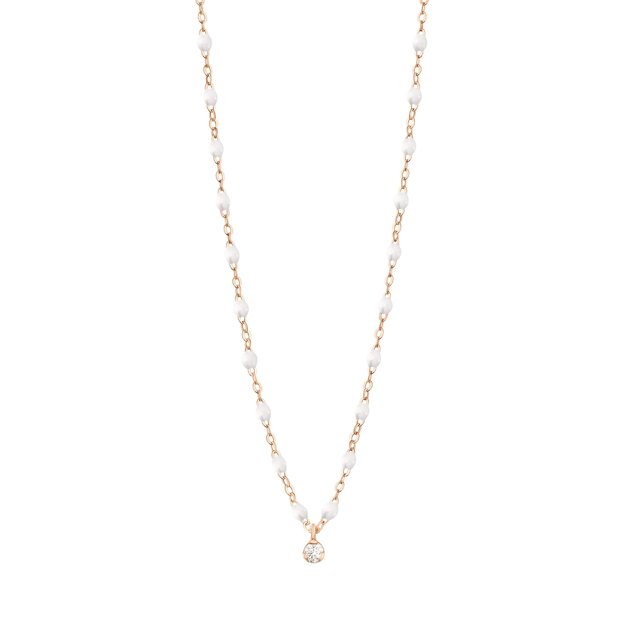 Collier blanc Gigi Suprême, or rose, 1 diamant, 42 cm gigi suprême Référence :  b1gs001r0142di -1